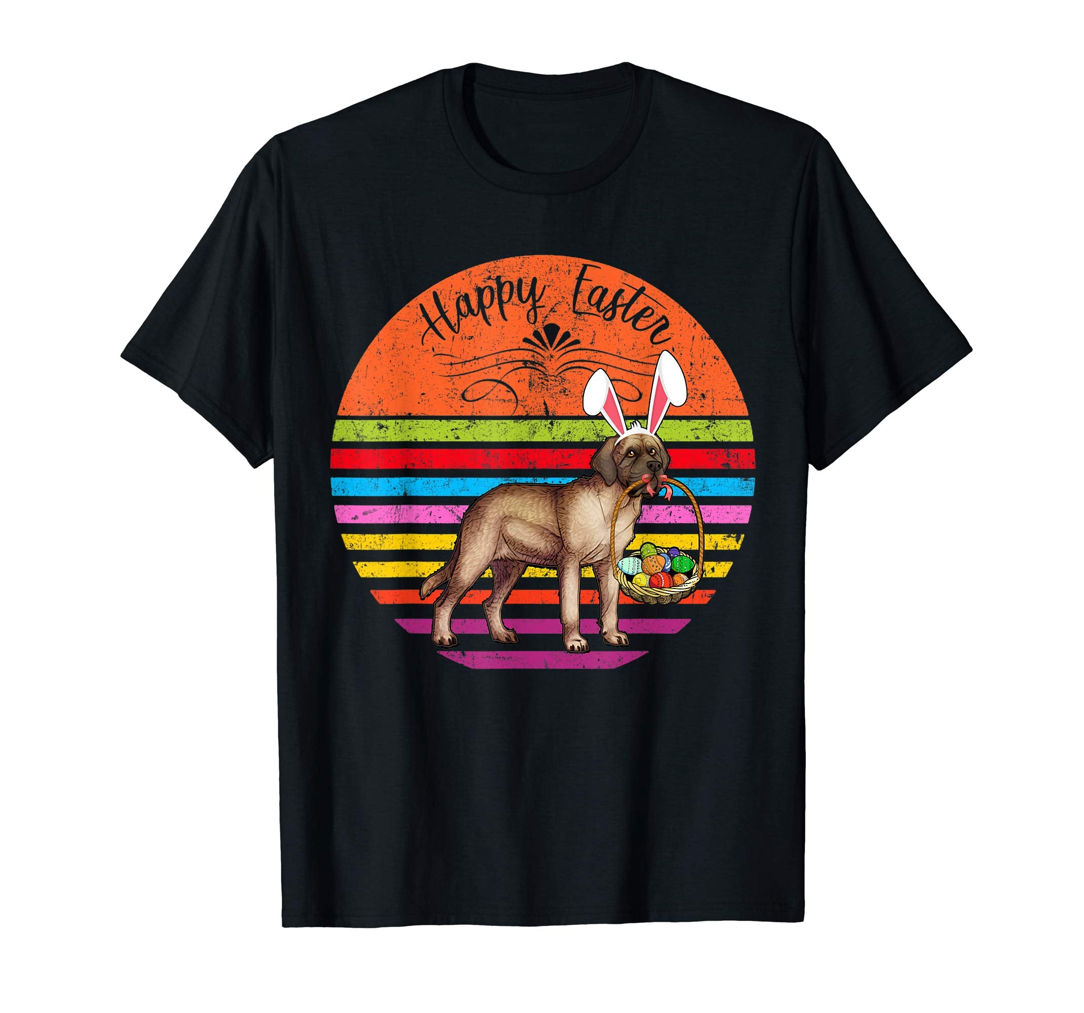 Vintage Mastiff Dog Easter Eggs Basket T Shirt