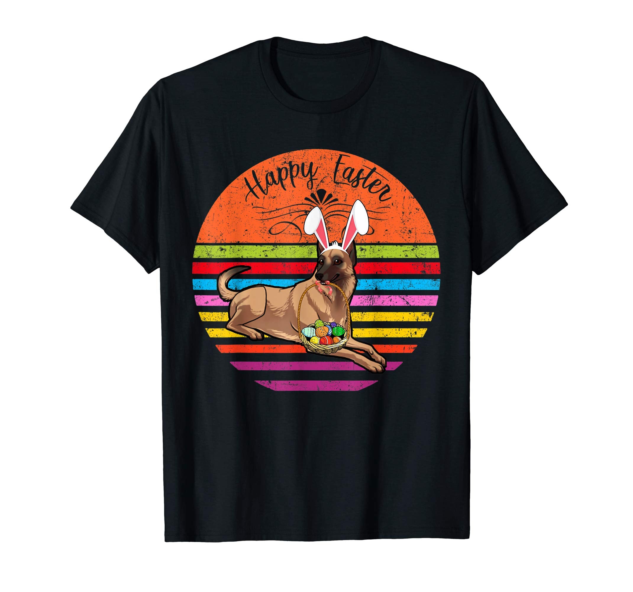 Cute Belgian Malinois Dog With Bunny Hat Easter Eggs T Shirt