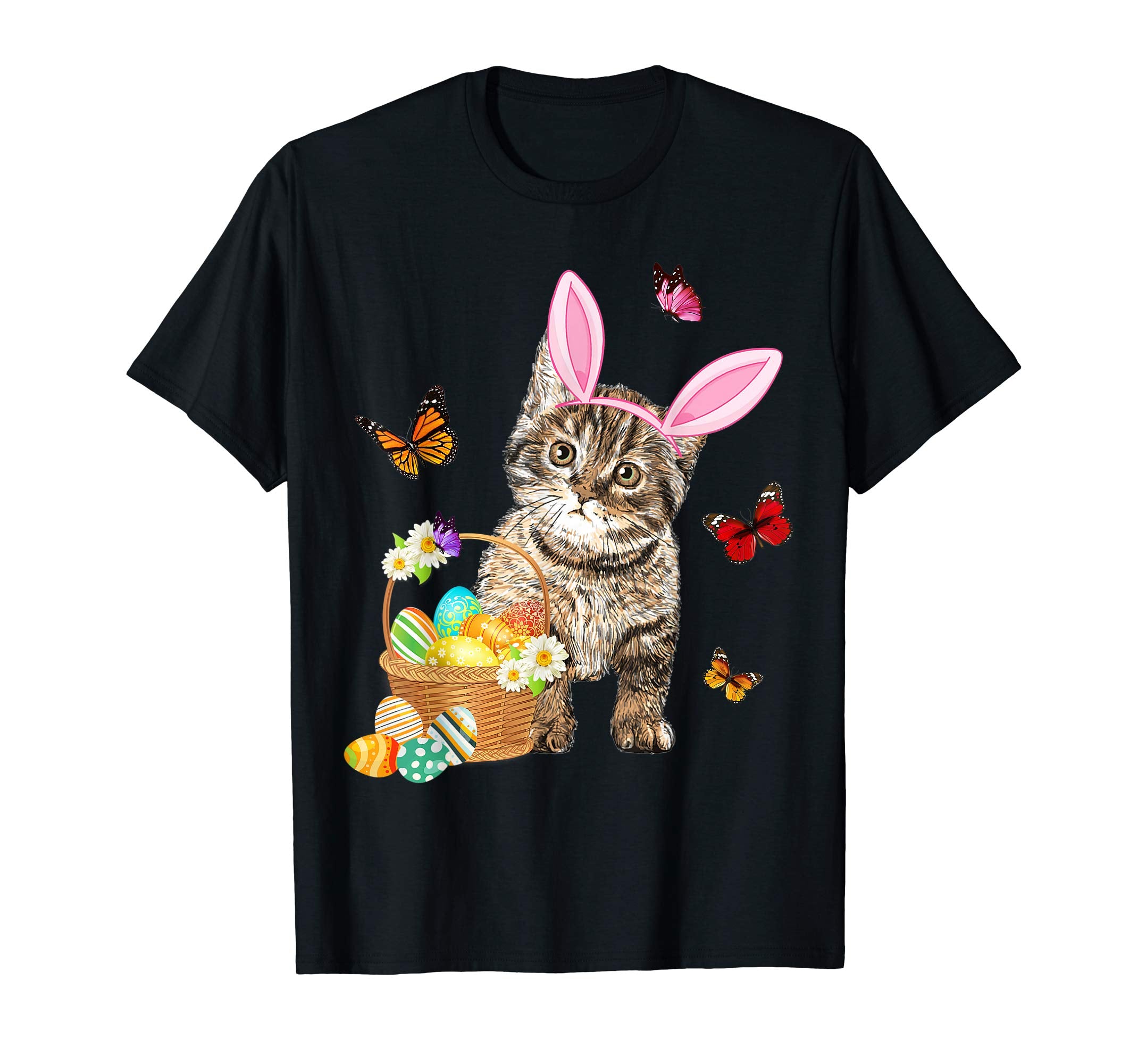 Cat Bunny Hat Rabbit Easter Eggs Shirt Happy Ea