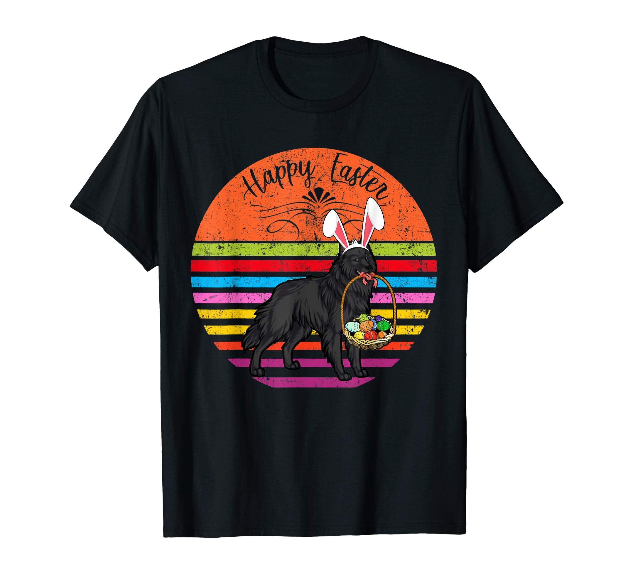 Cute Belgian Sheepdog Dog With Bunny Hat Easter Eggs T Shirt