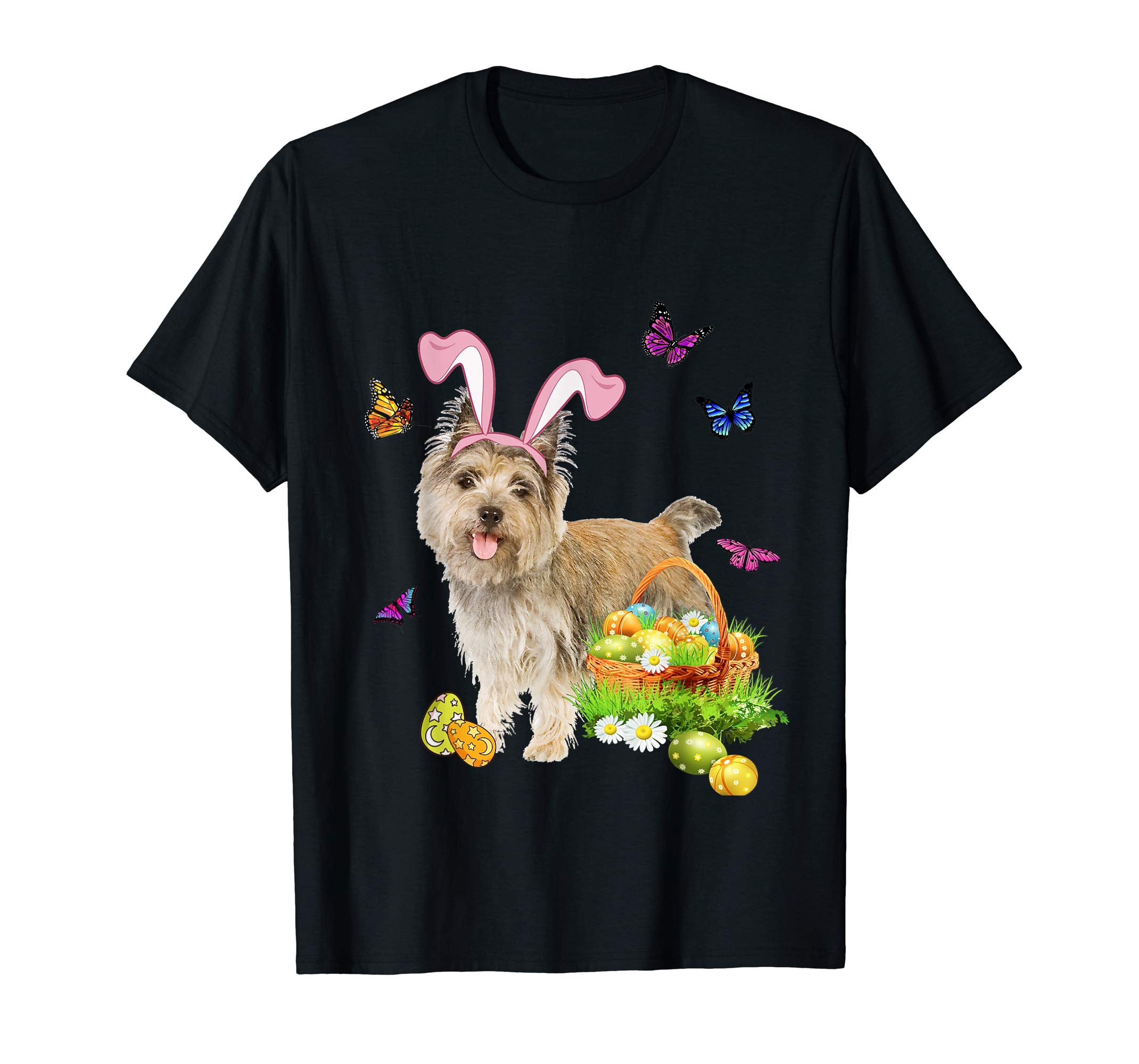 Cairn Terrier Bunny Hat Rabbit Easter Eggs T-Shirt
