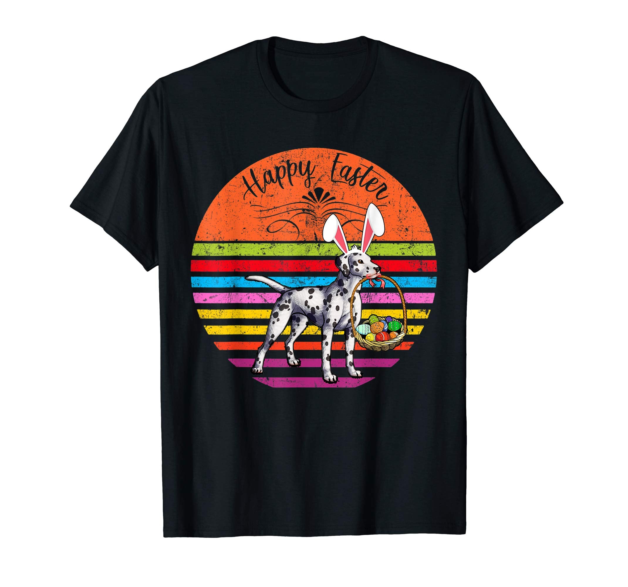 Vintage Dalmatian Dog Easter Eggs Basket T Shirt