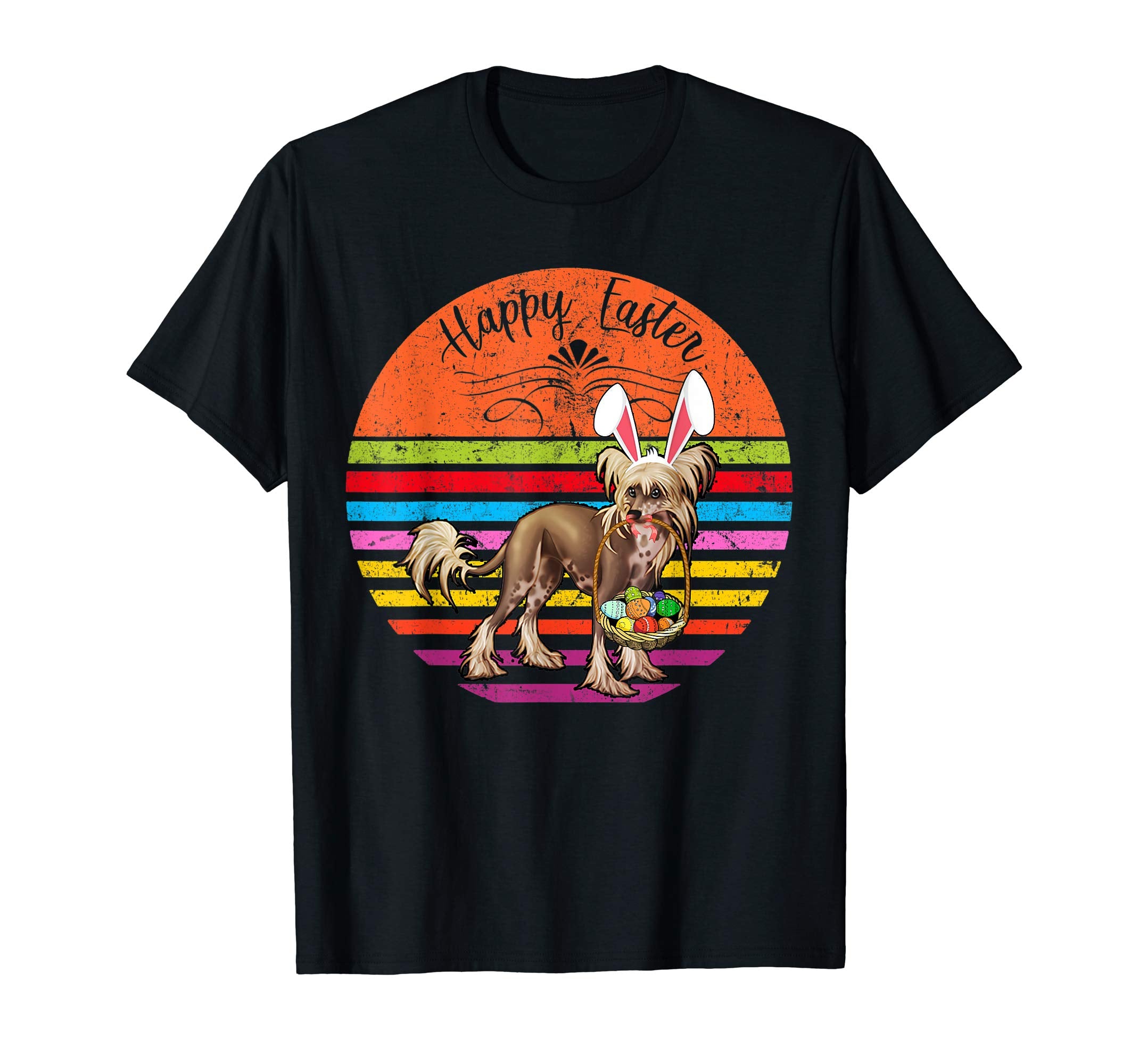 Vintage Chinese Crested Dog Easter Eggs Basket T Shirt