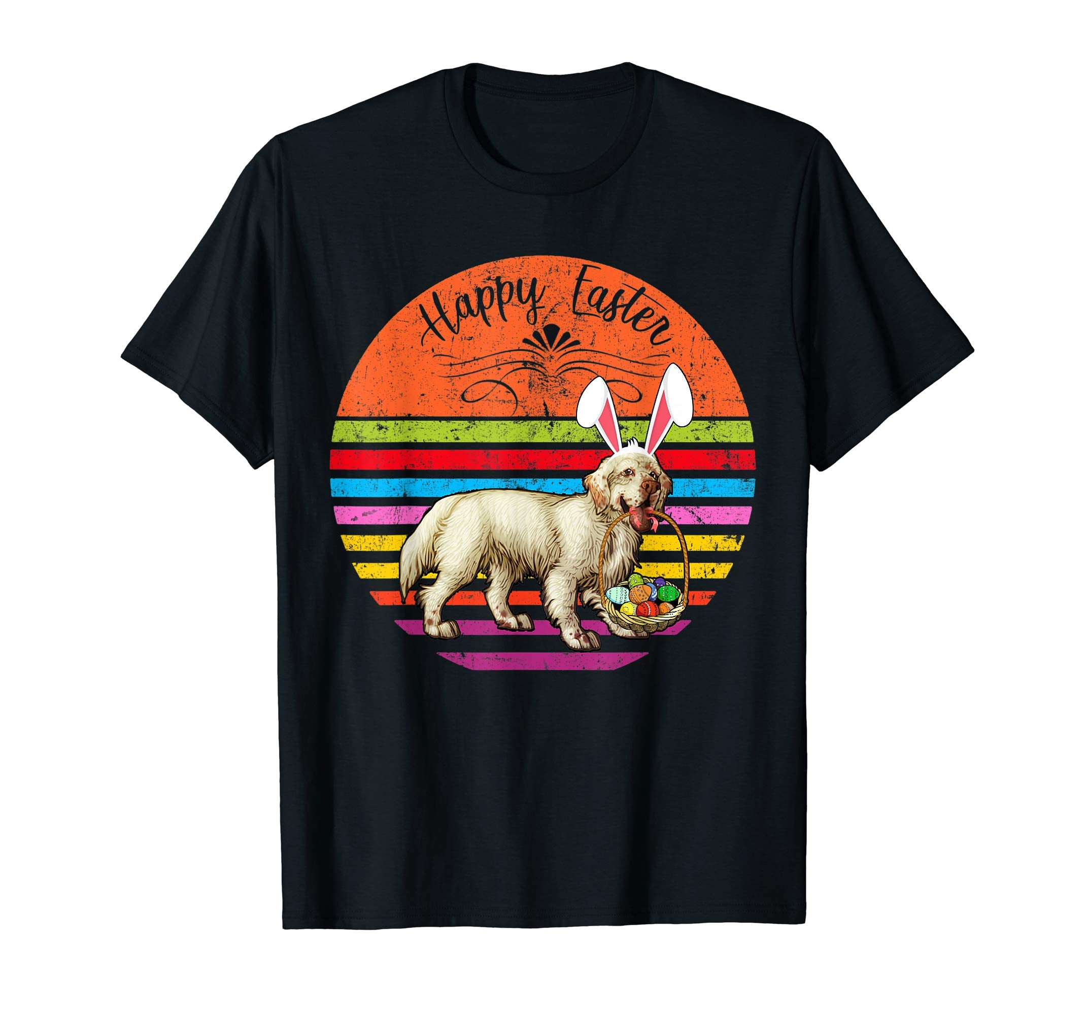 Vintage Clumber Spaniel Dog Easter Eggs Basket T Shirt