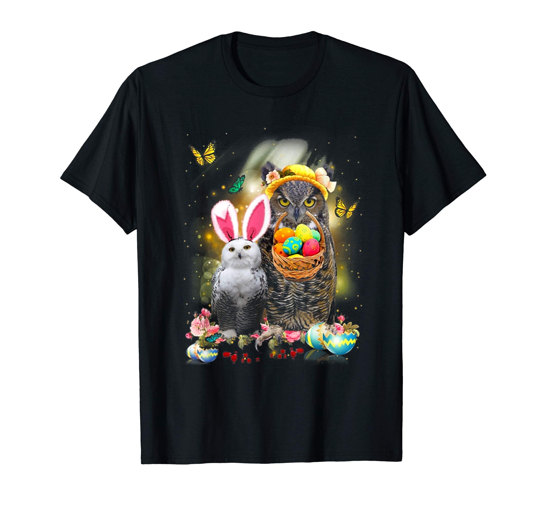 Owl Bunny Easter Shirt Eggs Owl Lover Gift