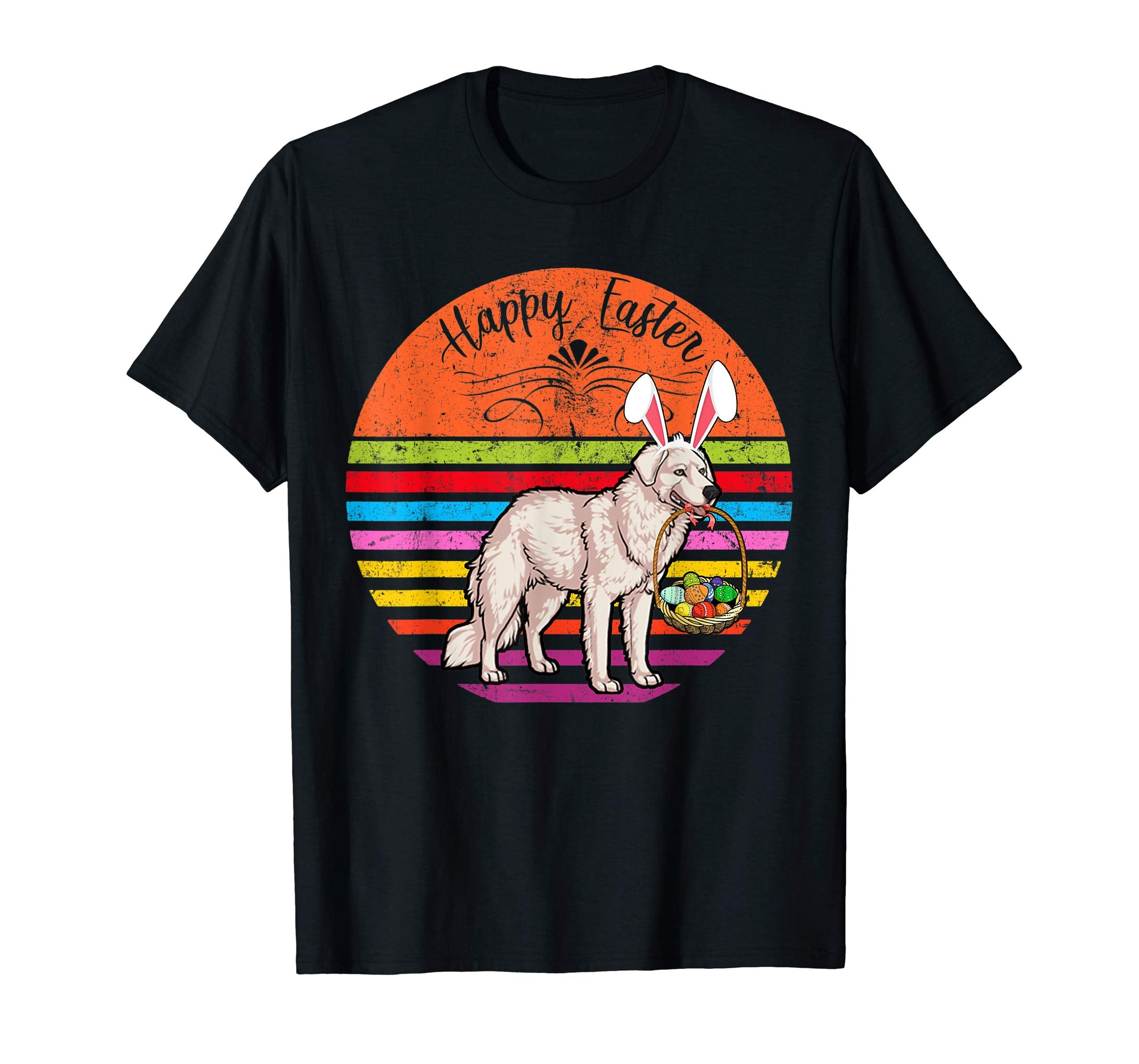 Cute Kuvasz Dog With Bunny Hat Happy Easter Eggs T Shirt