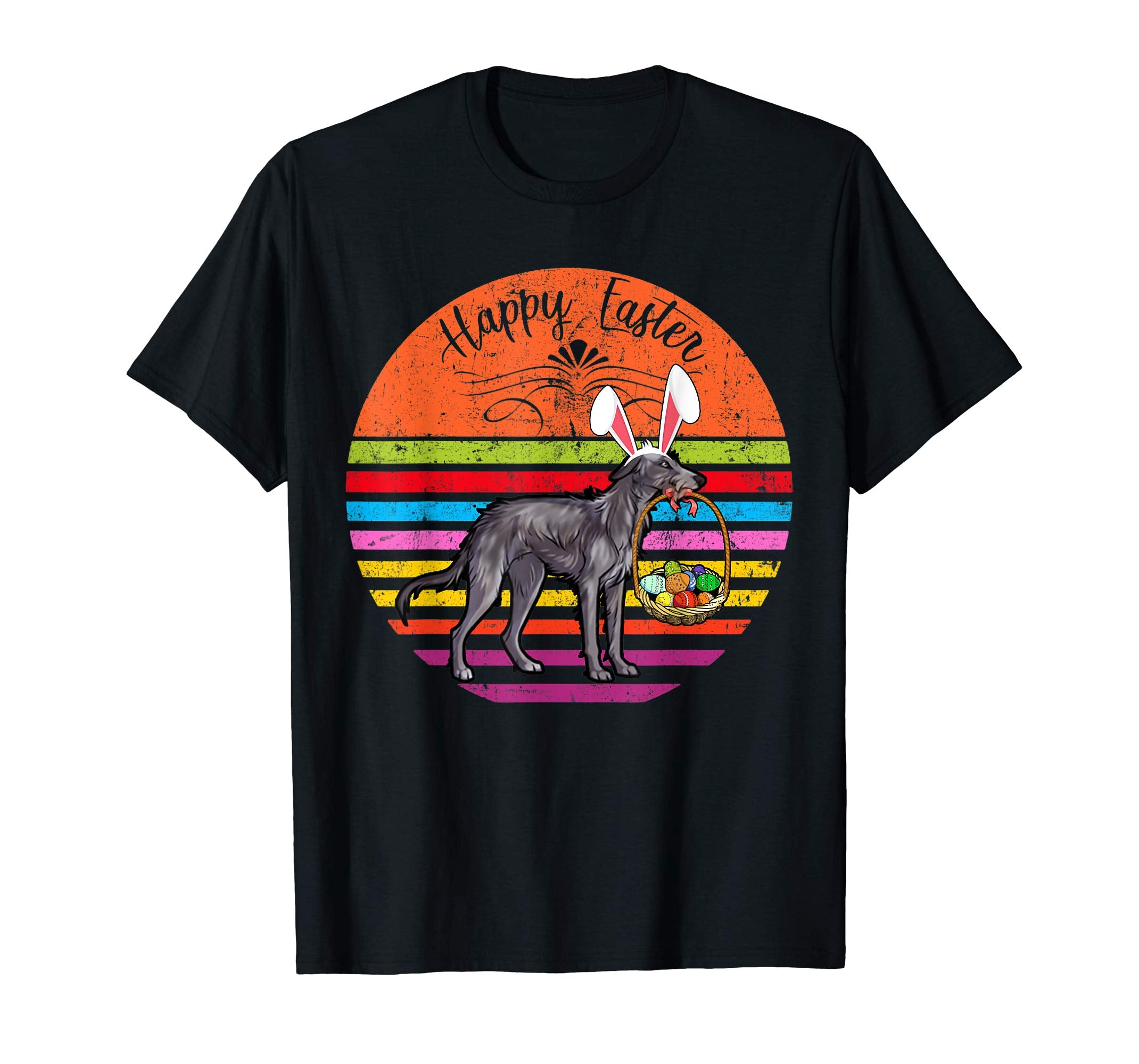 Cute Scottish Deerhound Dog With Bunny Hat Easter Eggs Shirt