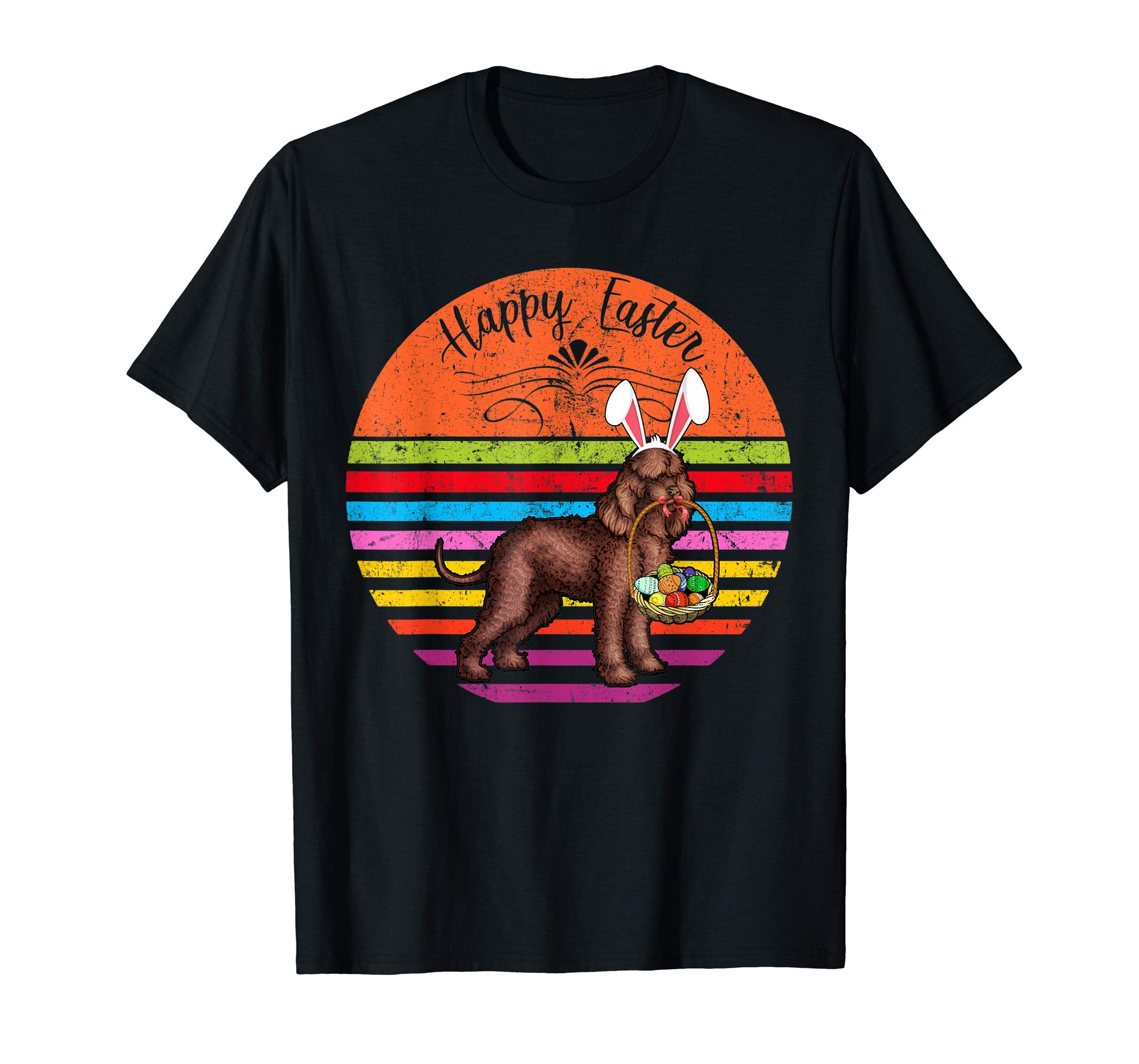 Vintage Irish Water Spaniel Dog Easter Eggs Basket T Shirt