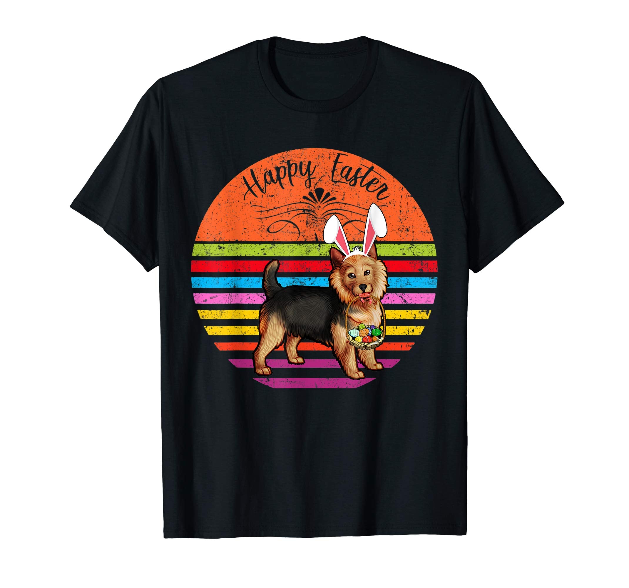 Vintage Australian Terrier Dog Easter Eggs Basket T Shirt