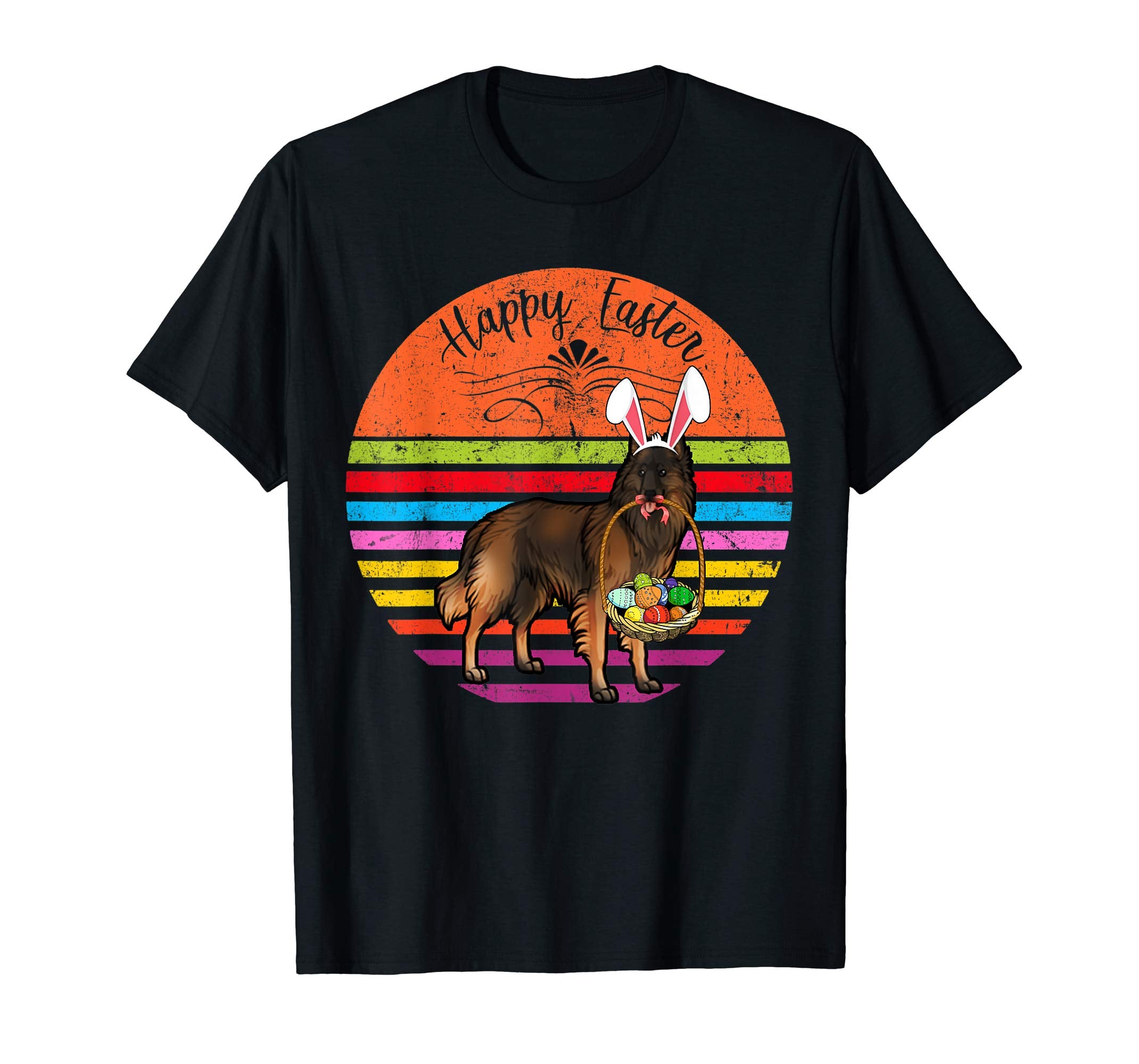 Cute Belgian Tervuren Dog With Bunny Hat Easter Eggs T Shirt