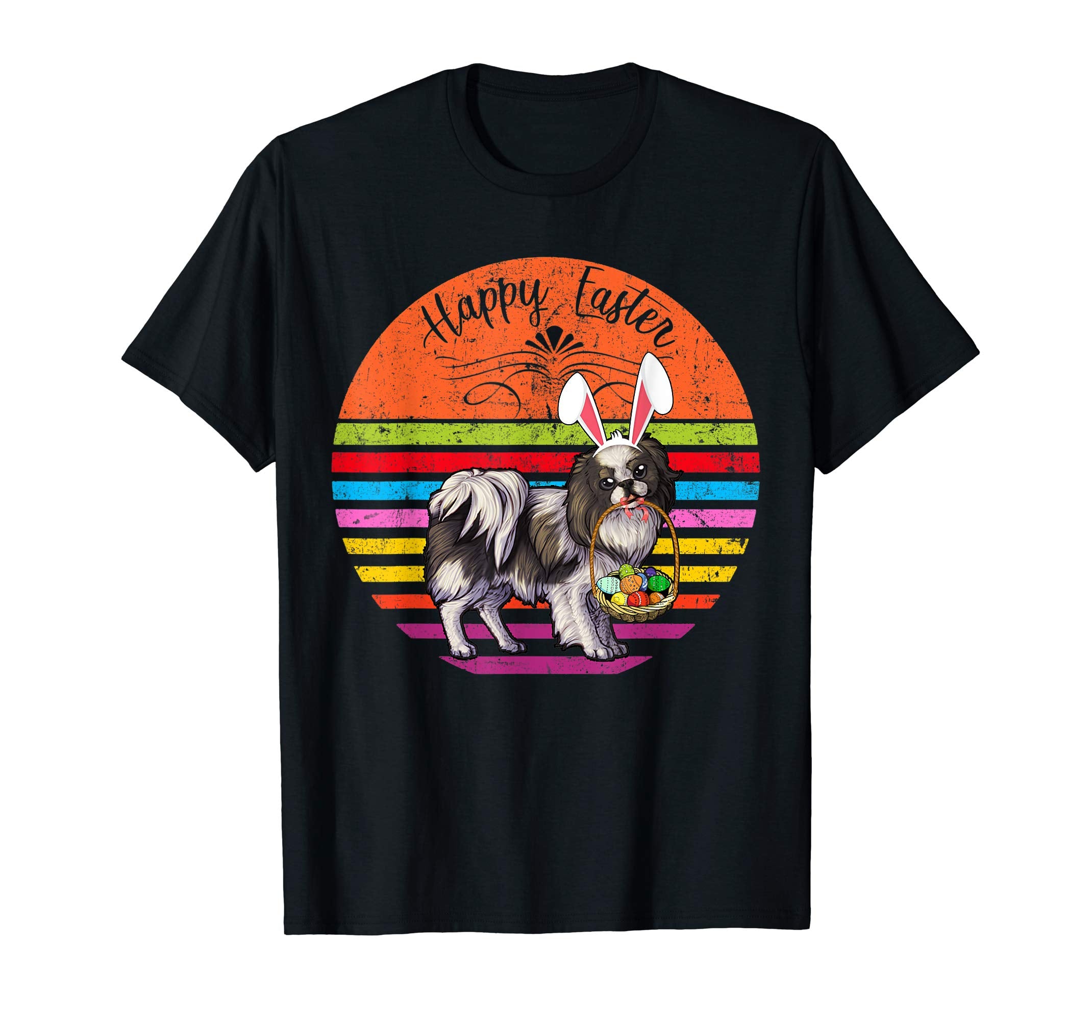 Vintage Japanese Chin Dog Easter Eggs Basket T Shirt