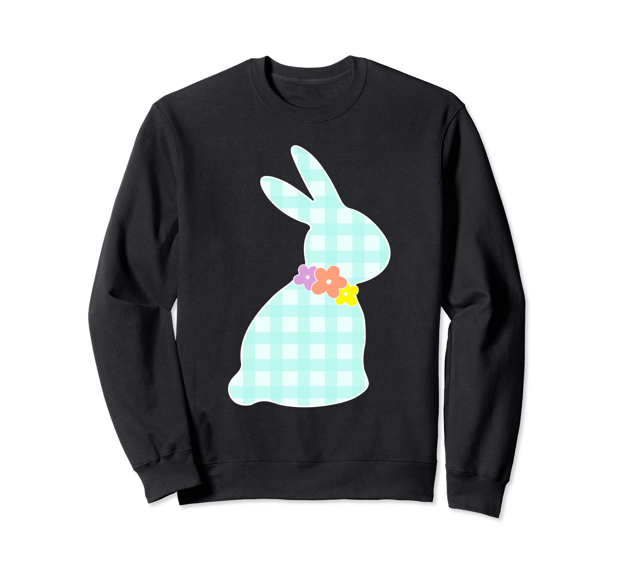 Bunny Buffalo Plaid Bow Happy Easter Women Sweatshirt Gift