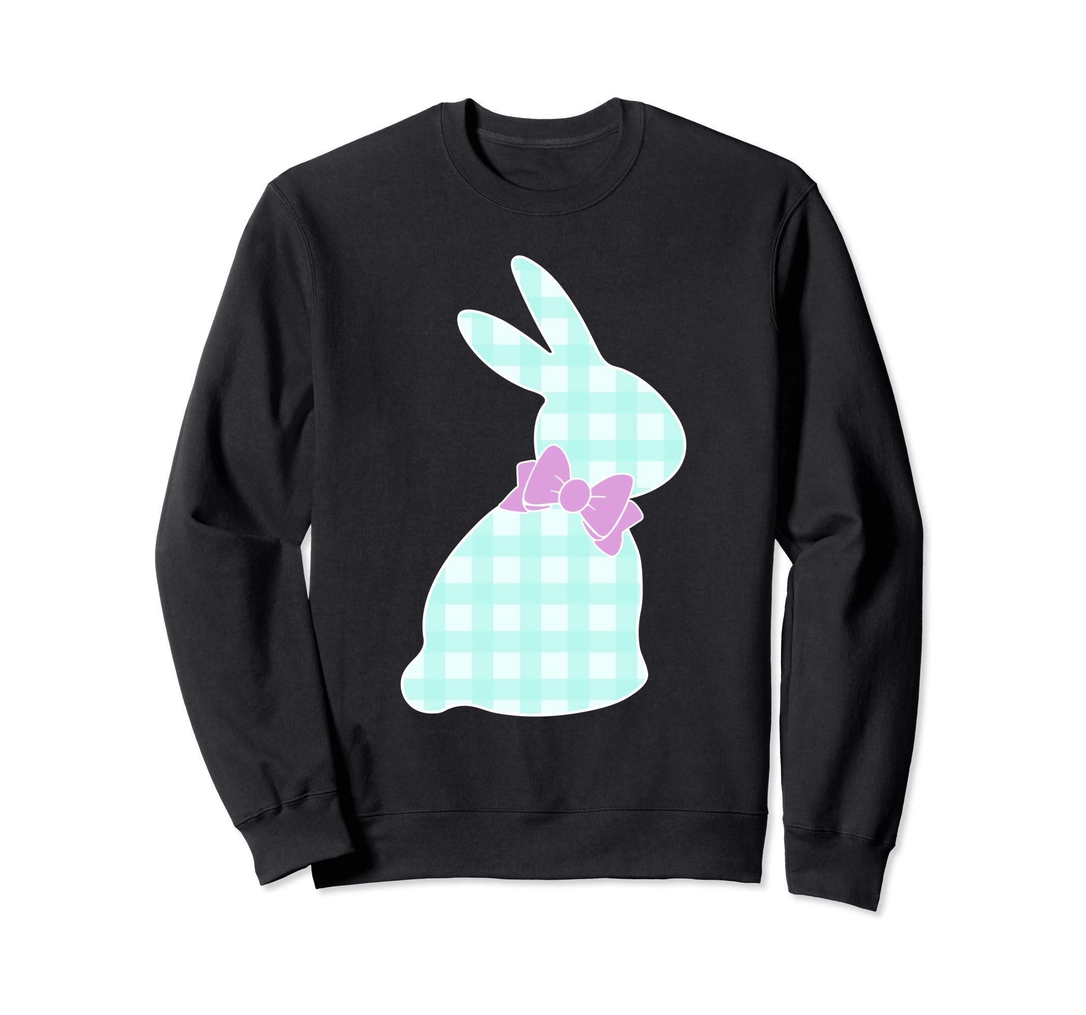 Bunny Buffalo Plaid Bow Happy Easter Women Sweatshirt Gift