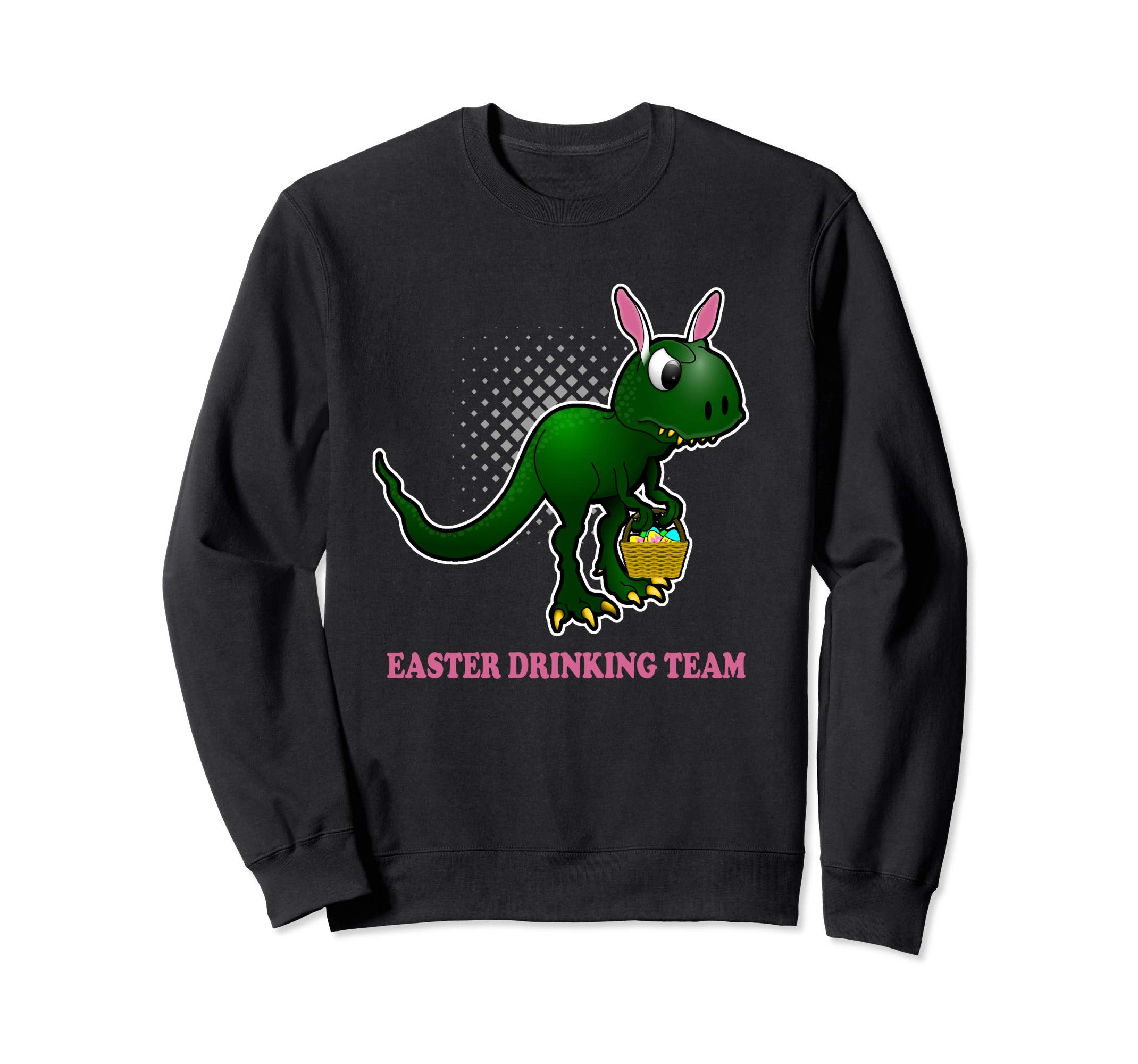 Easter T-Rex Bunny Ears Holding Easter Egg Basket Sweatshirt