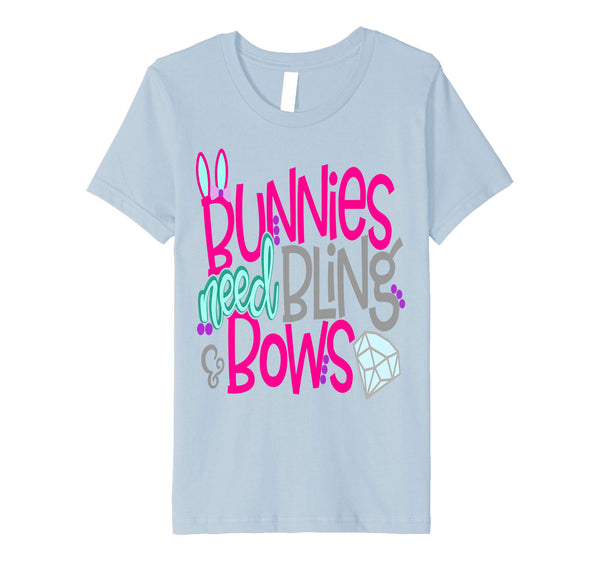 Bunnies Need Bling and Bows Cute Easter Bunny Shirt Girls