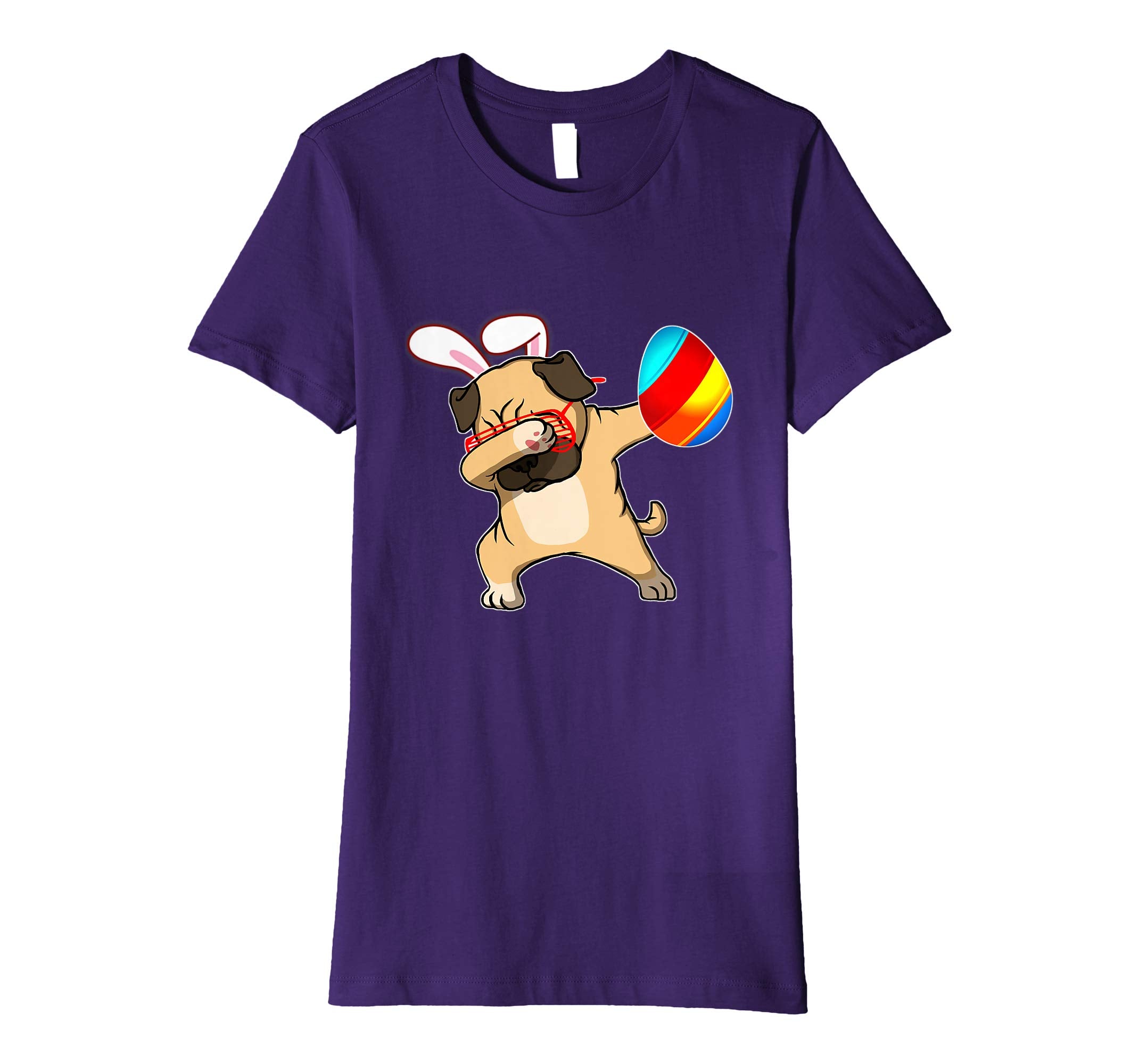 Easter Bunny Dabbing Pug Dog Tshirt Egg Ears Animal Gift