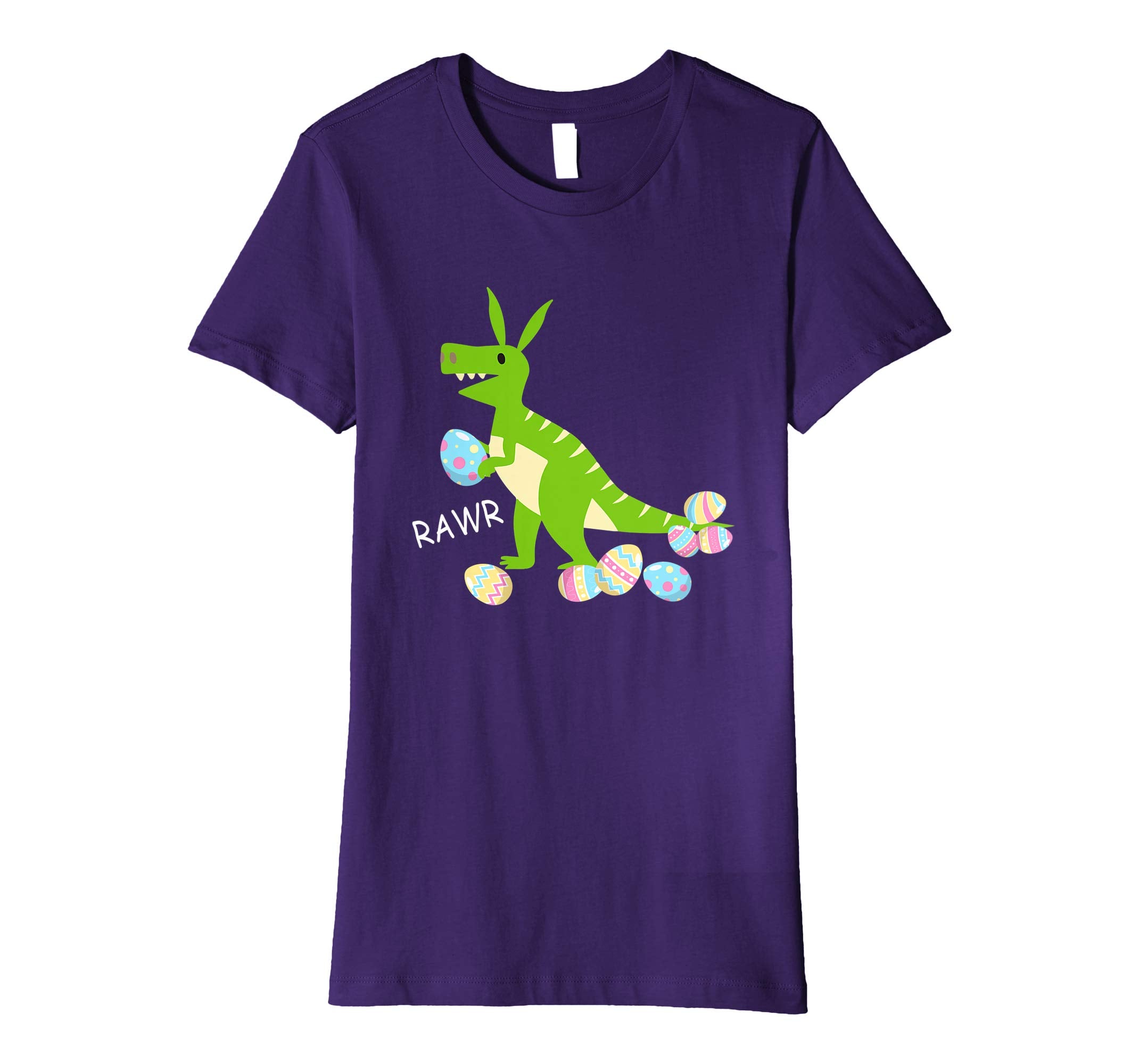Green Dinosaur T-rex Bunny Playing Easter Eggs Happy Shirt