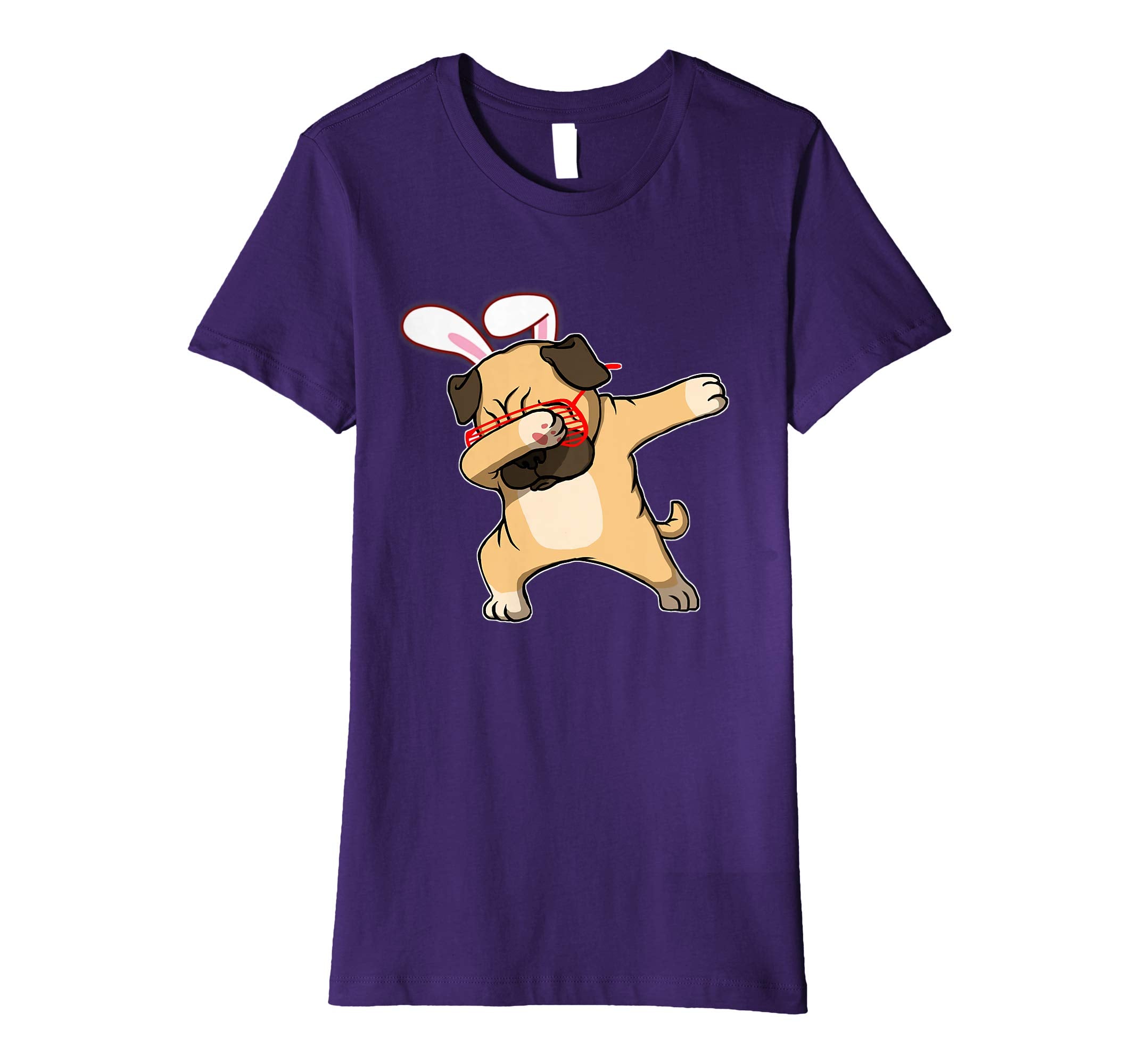 Easter Bunny Dabbing Pug Dog Tshirt Rabbit Ears Animal Gift
