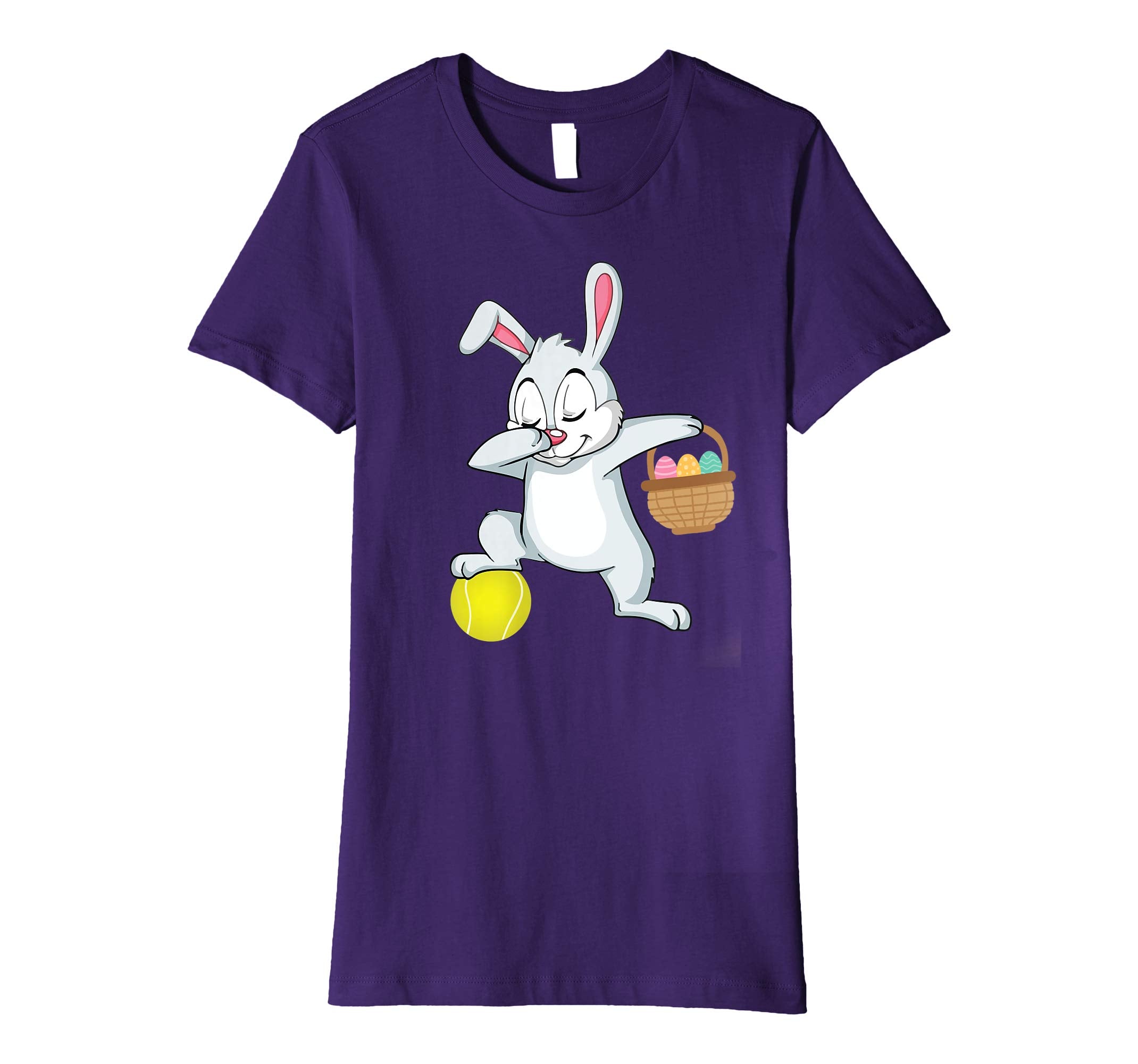 Bunny Rabbit With Easter Eggs Dabbing Playing Tennis Shirt