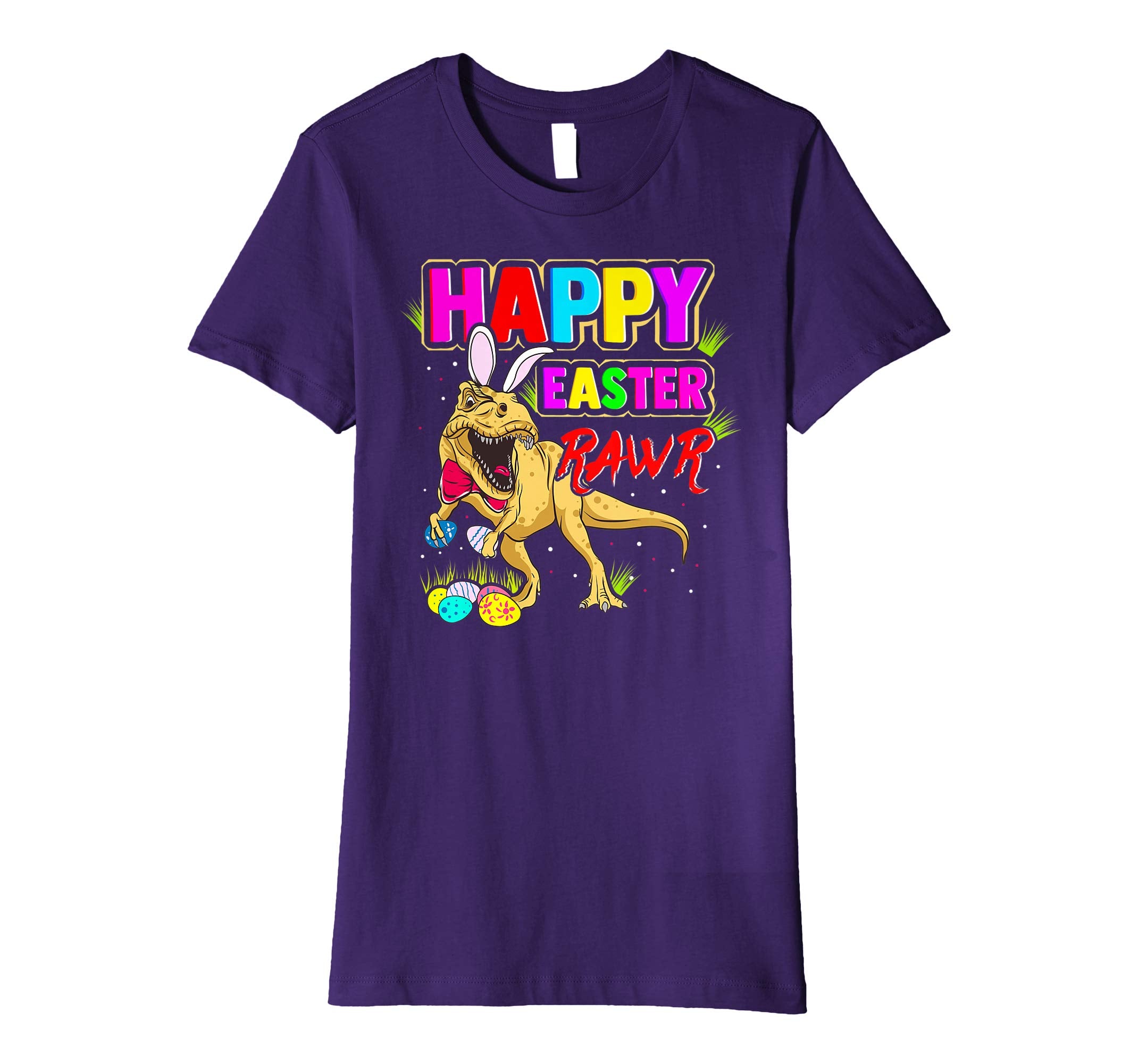T-Rex Dinosaur Easter Bunny Shirt Kids School Eggs Rawr