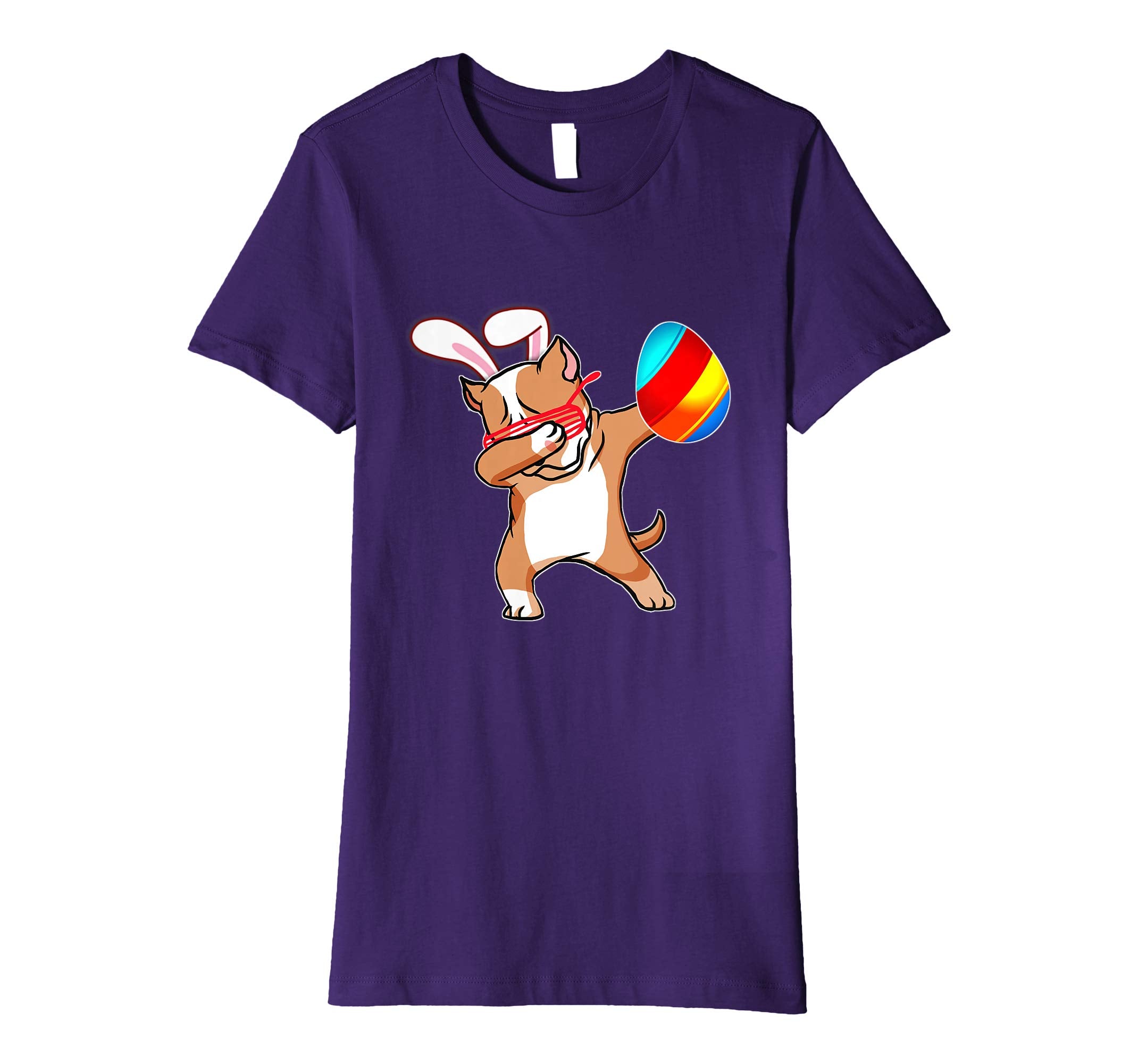 Easter Bunny Dabbing Pitbull Dog Tshirt Egg Ears Animal Gift