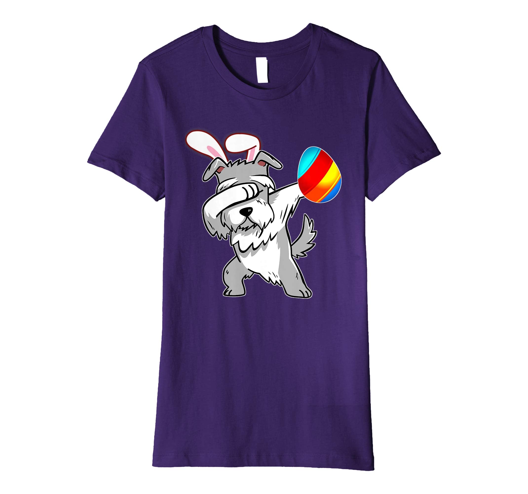Easter Bunny Dabbing Schnauzer Dog Tshirt Egg Ears Gift