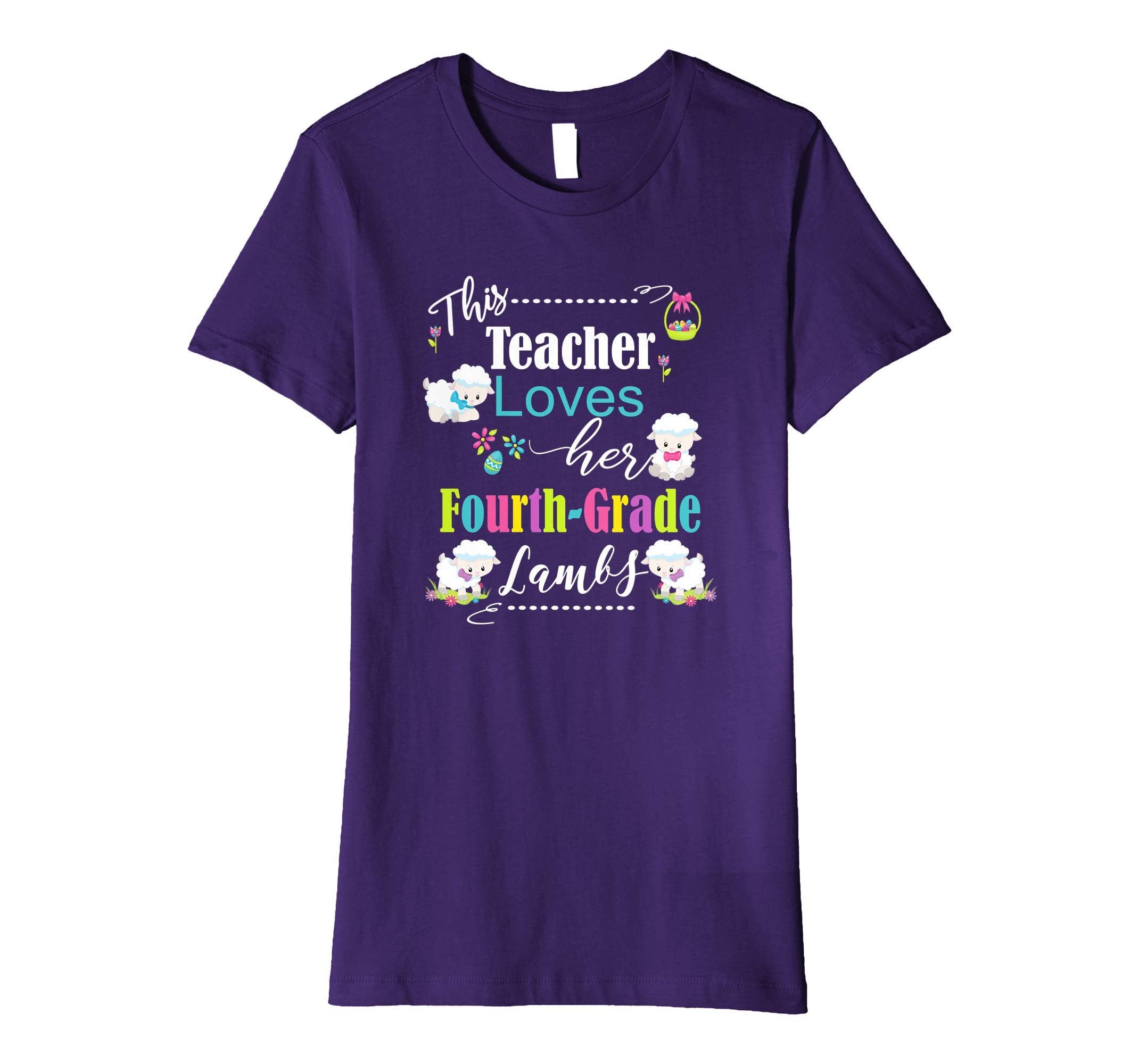 Fourth Grade Teacher Easter School Shirt Cute Love My Lambs