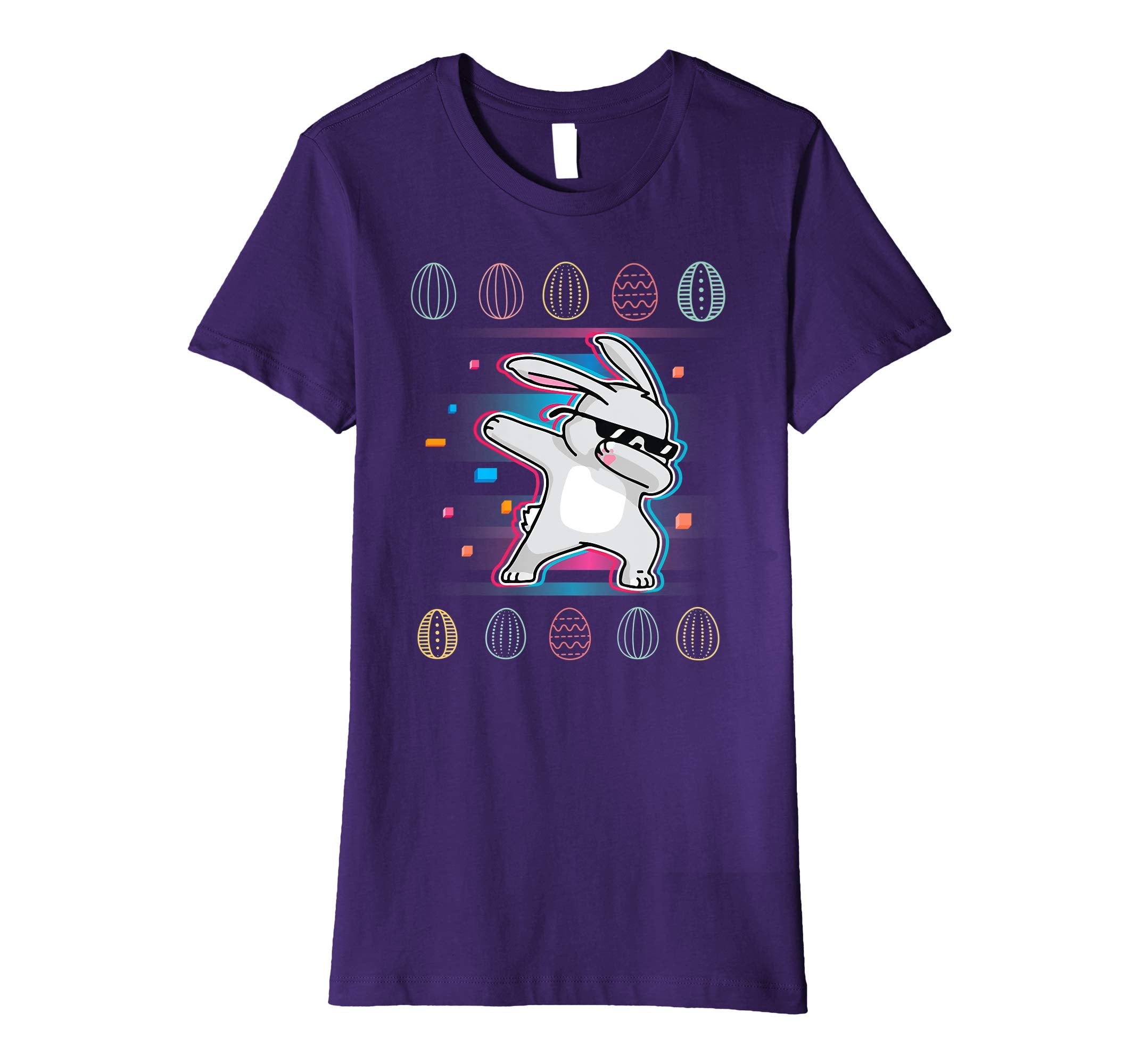 Neon Vintage Rabbit Bunny Dabbing Around Easter Eggs Shirt