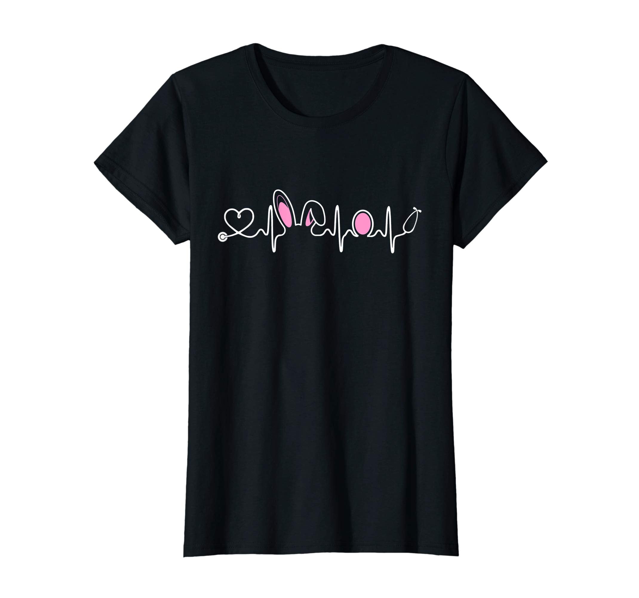 Nurse Doctor Easter Shirt Rabbit Ears and Eggs Heartbeat Tee