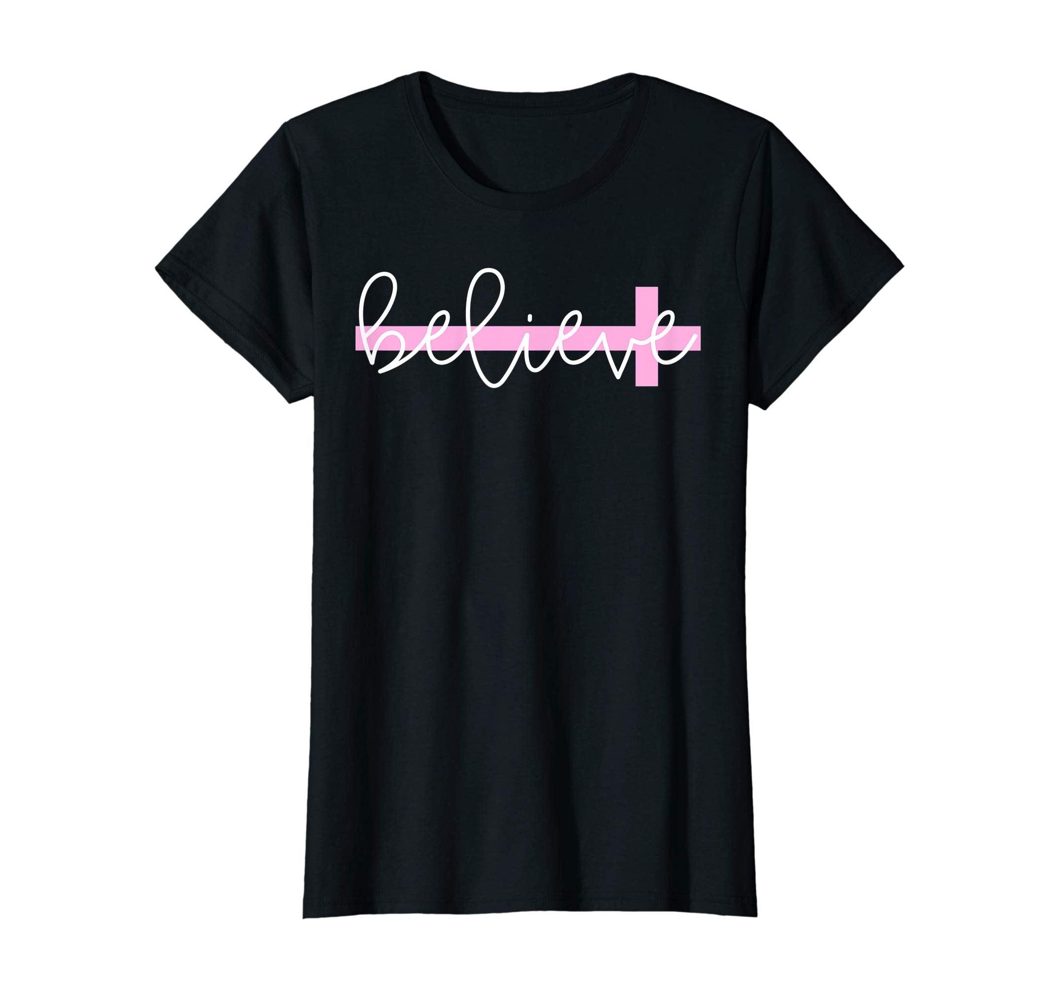 Believe Cross Christian Shirt Women's Girl's Tee for Easter