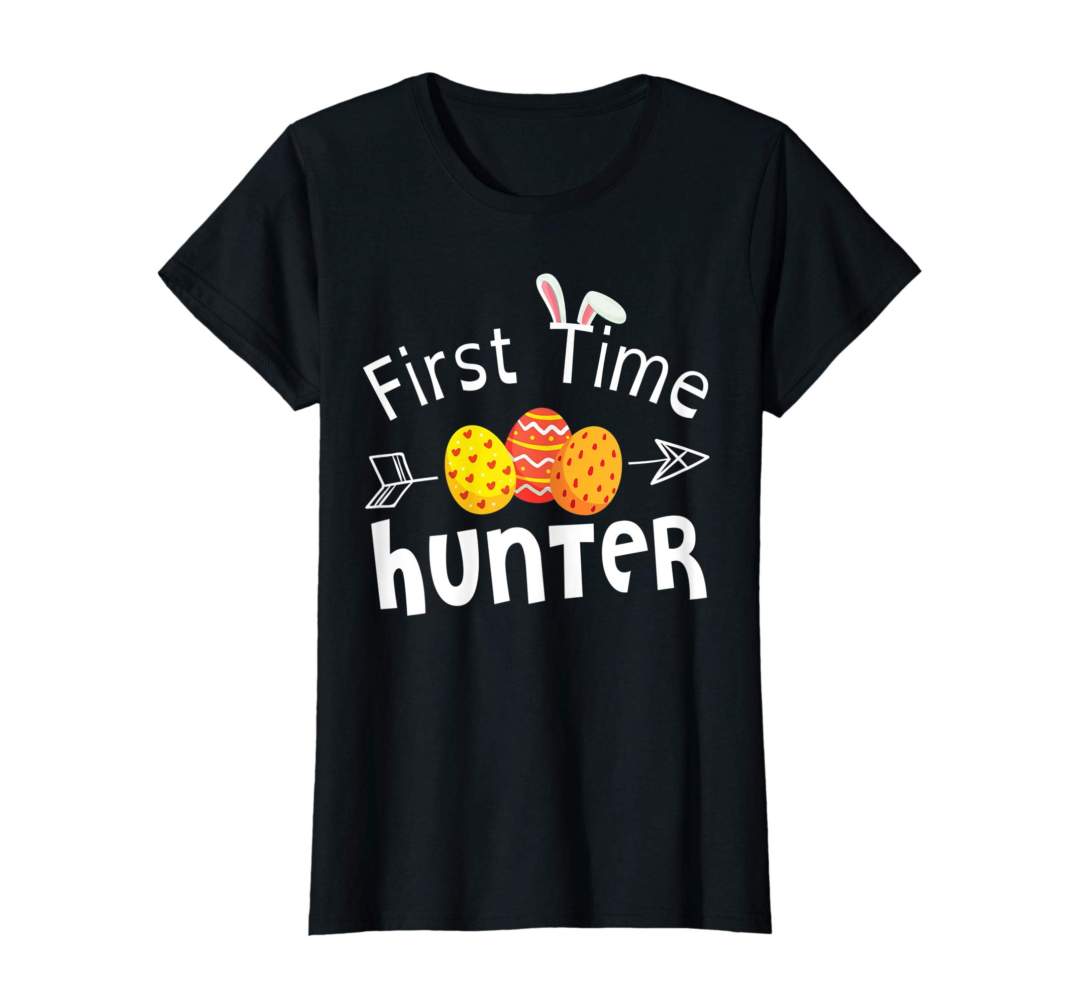 Bunny Face Arrow And Easter Eggs Shirt First Time Hunter