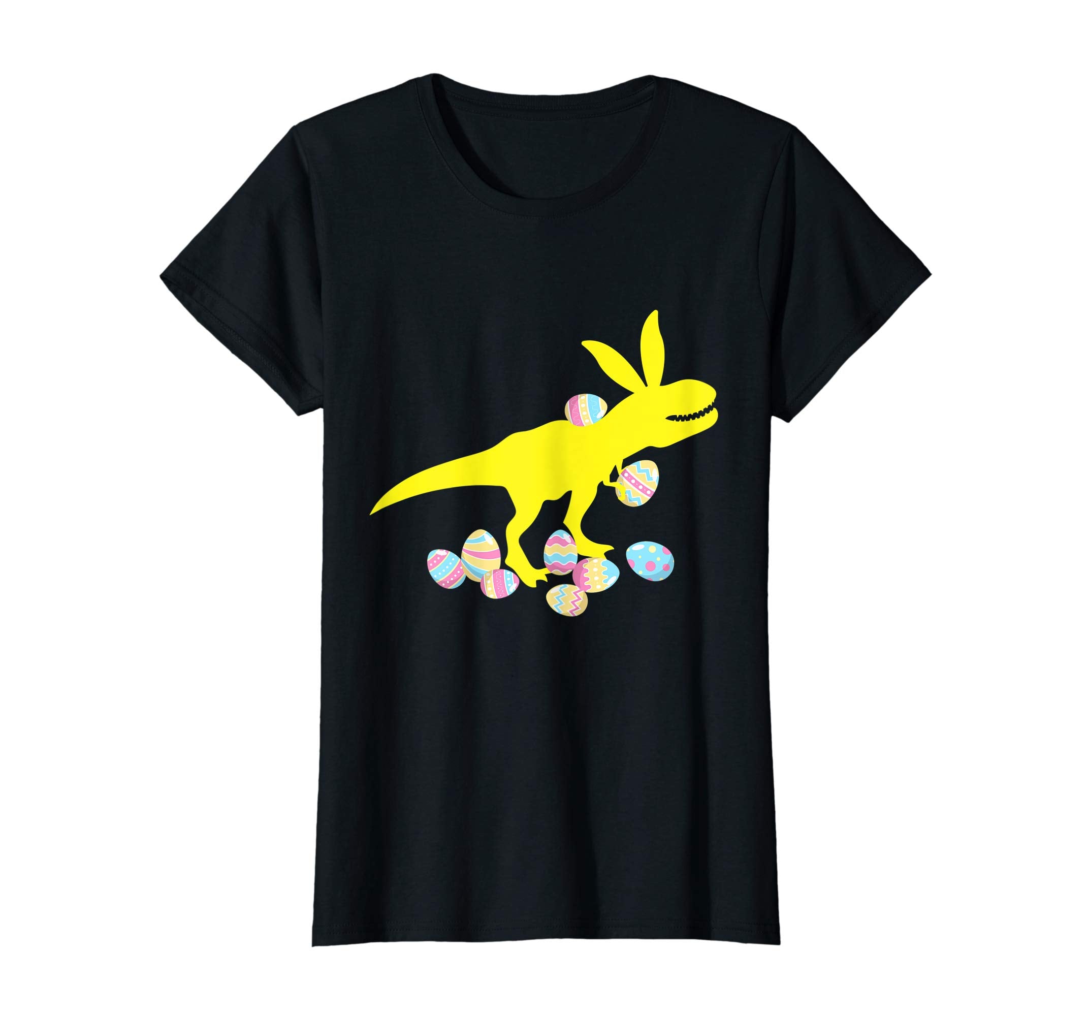 Yellow Dinosaur T-rex Bunny Playing Easter Eggs Happy Shirt