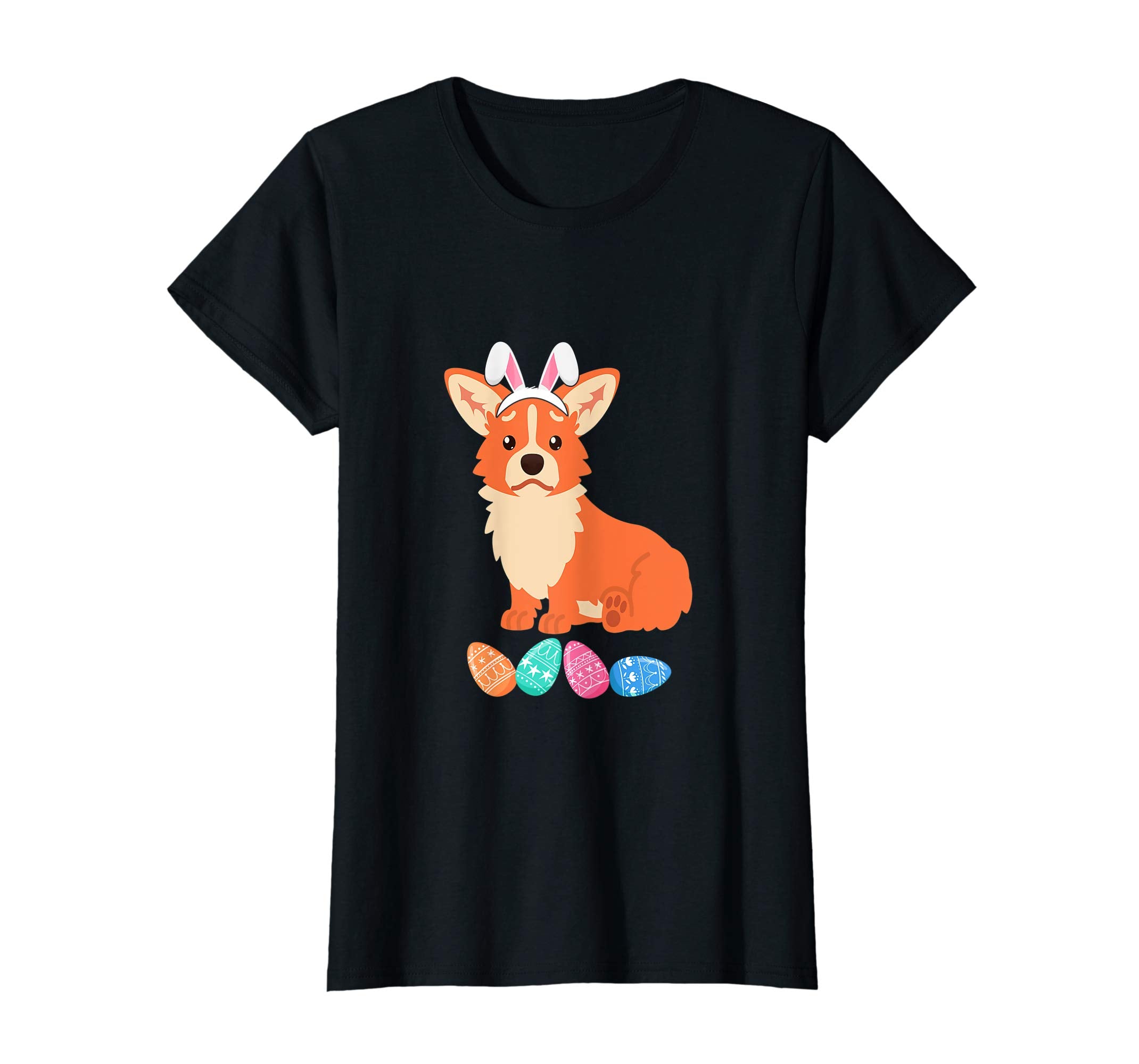 Funny Easter Corgi With Bunny Ears And Eggs T Shirt