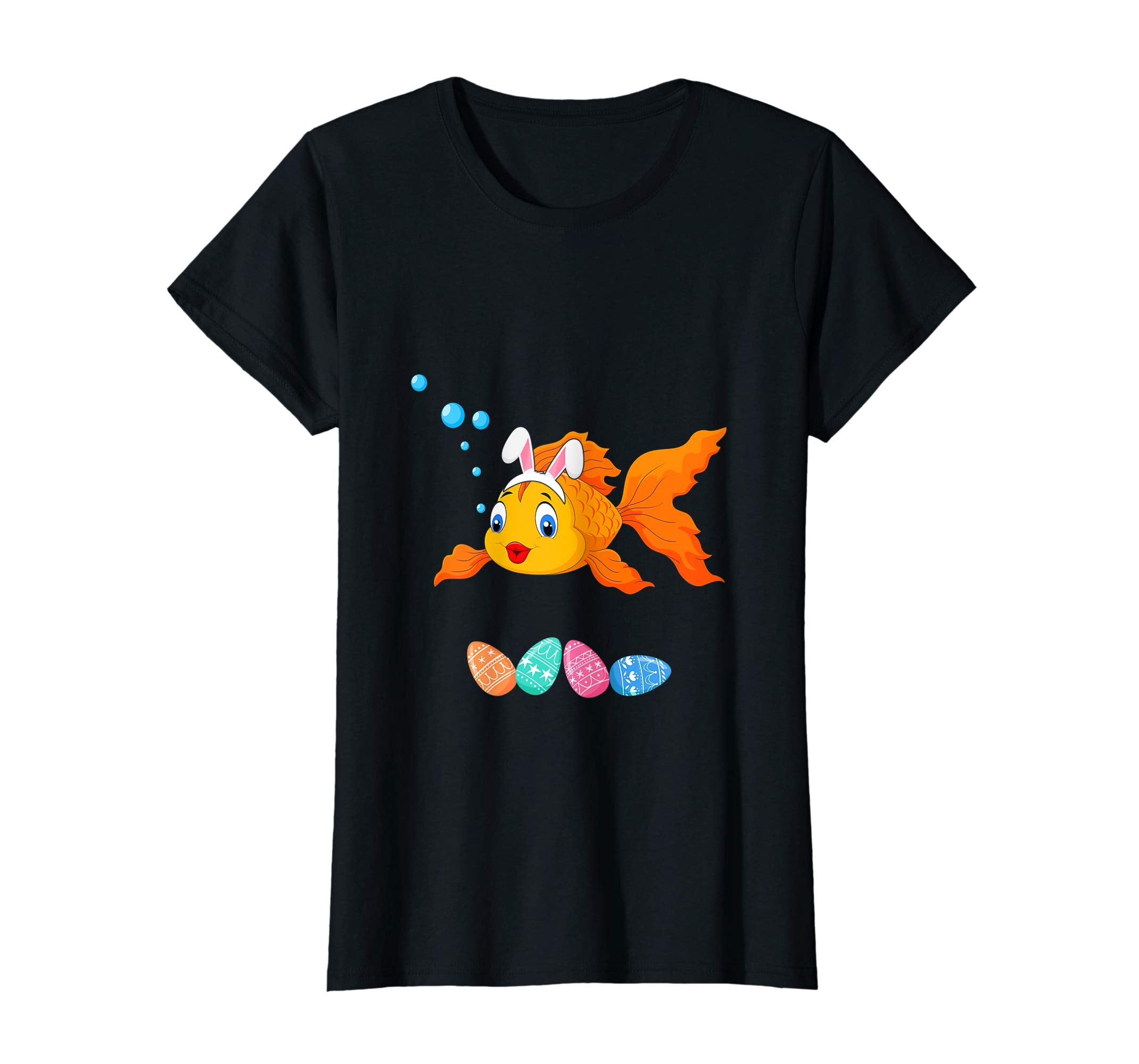 Funny Easter Goldfish With Bunny Ears And Eggs T Shirt