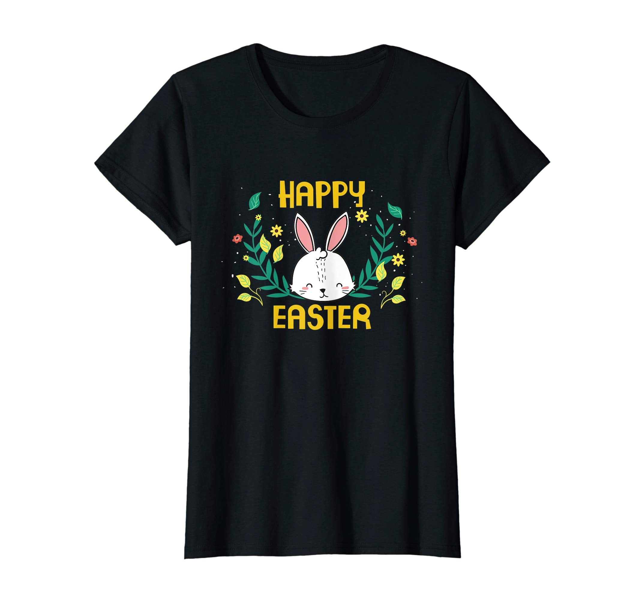 Happy Easter T-Shirt with Bunnies Eggs Flowers Carrots