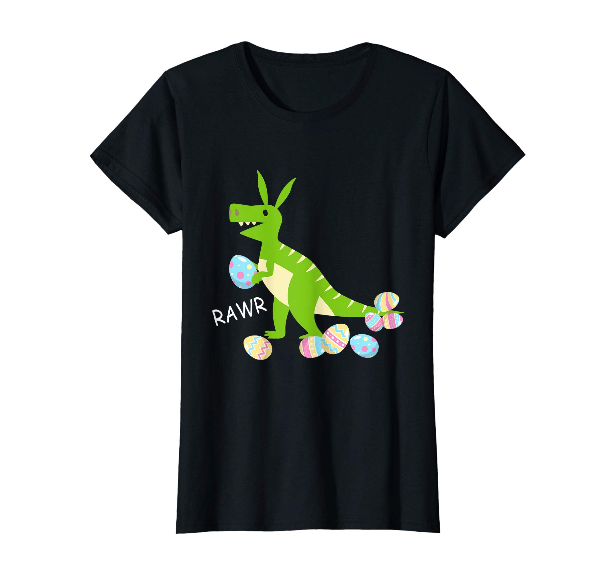 Green Dinosaur T-rex Bunny Playing Easter Eggs Happy Shirt