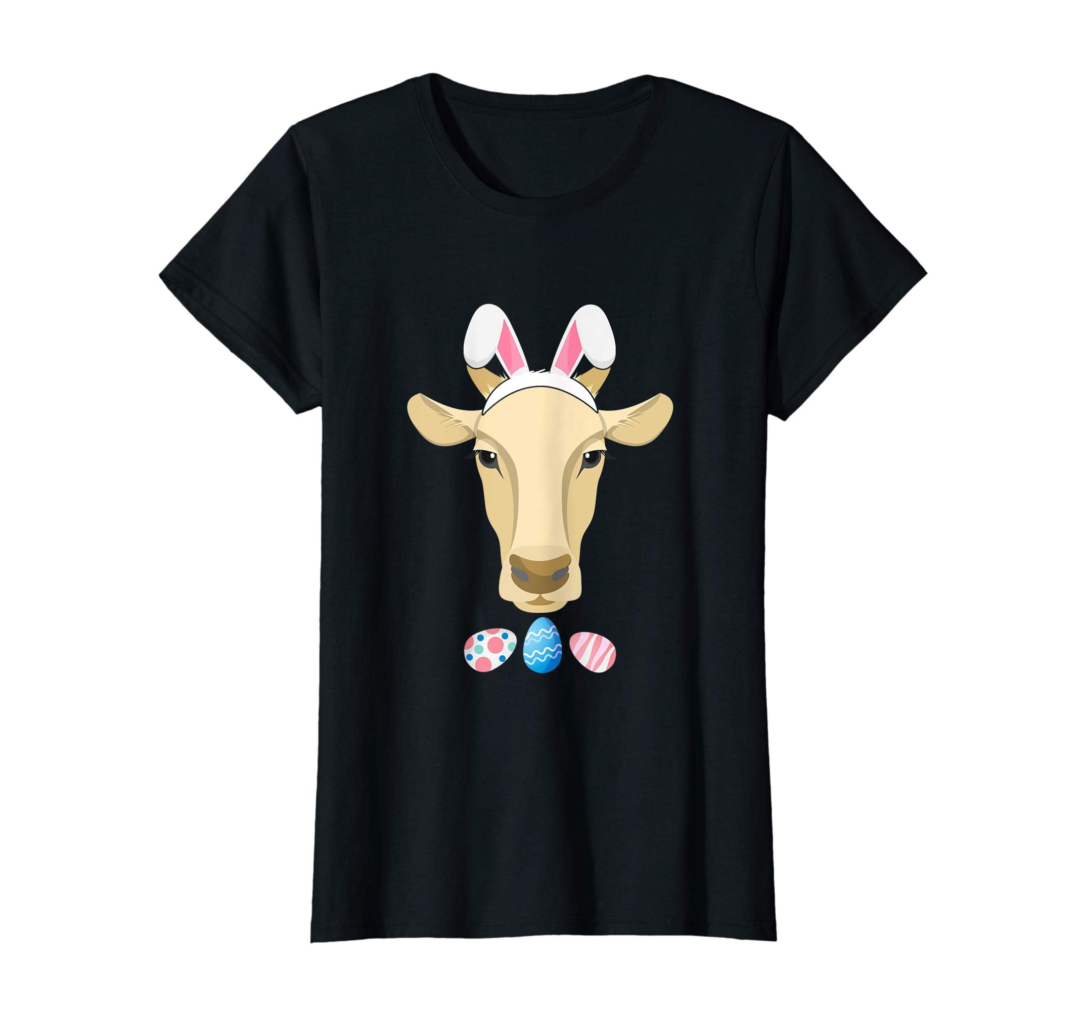 Funny Easter Cow With Bunny Ears And Eggs T Shirt