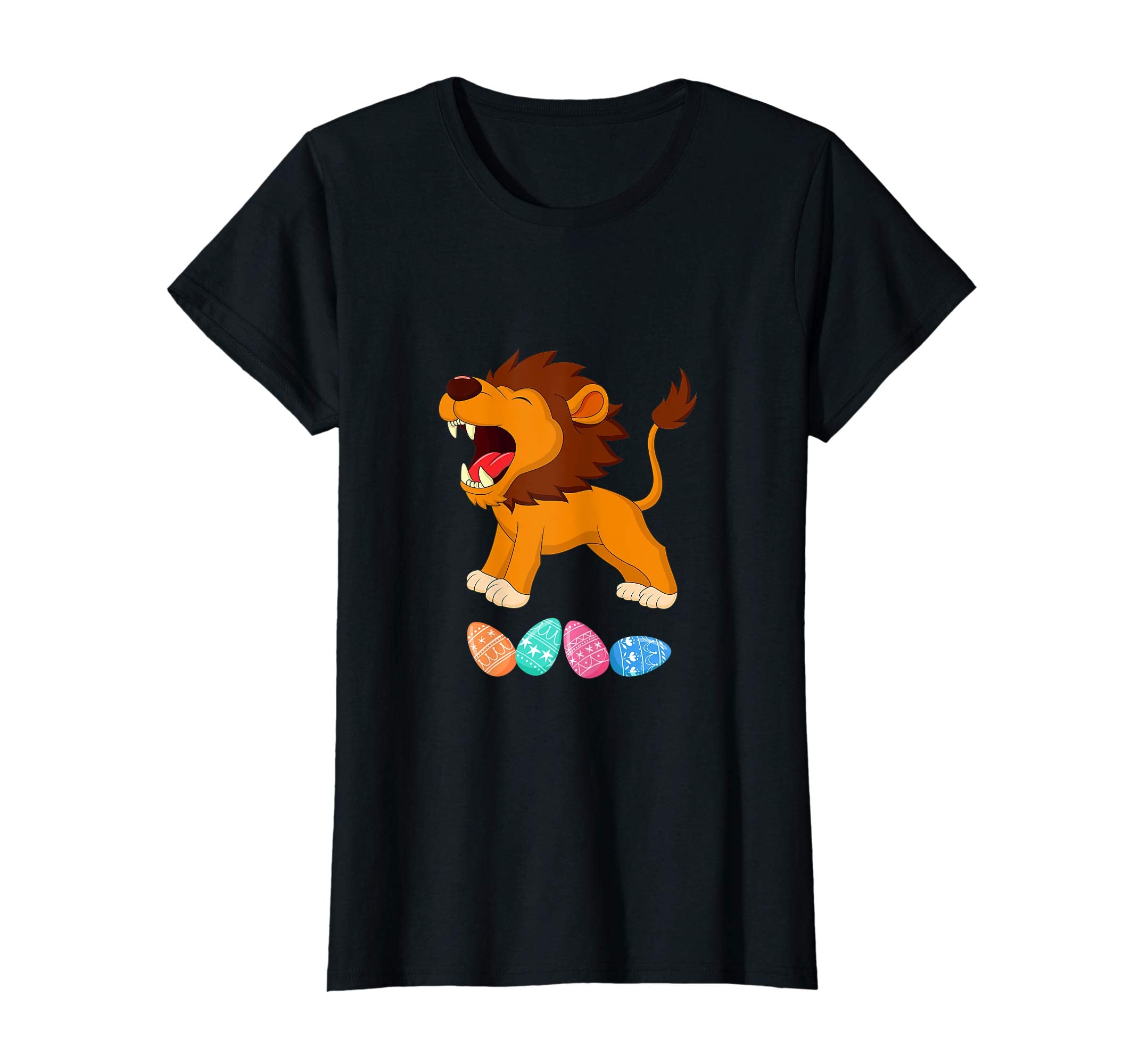 Funny Easter Lion With Bunny Ears And Eggs T Shirt