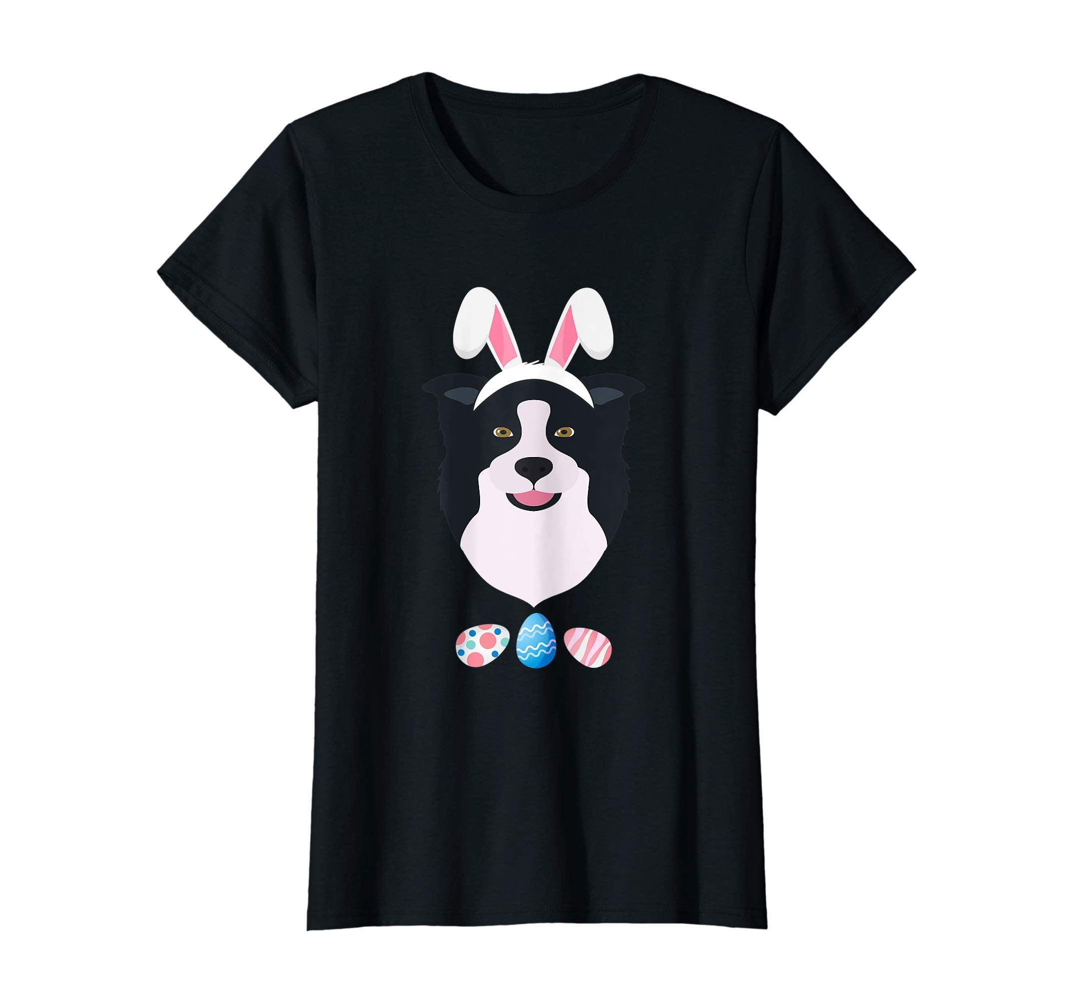 Funny Easter Border Collie With Bunny Ears And Eggs T Shirt