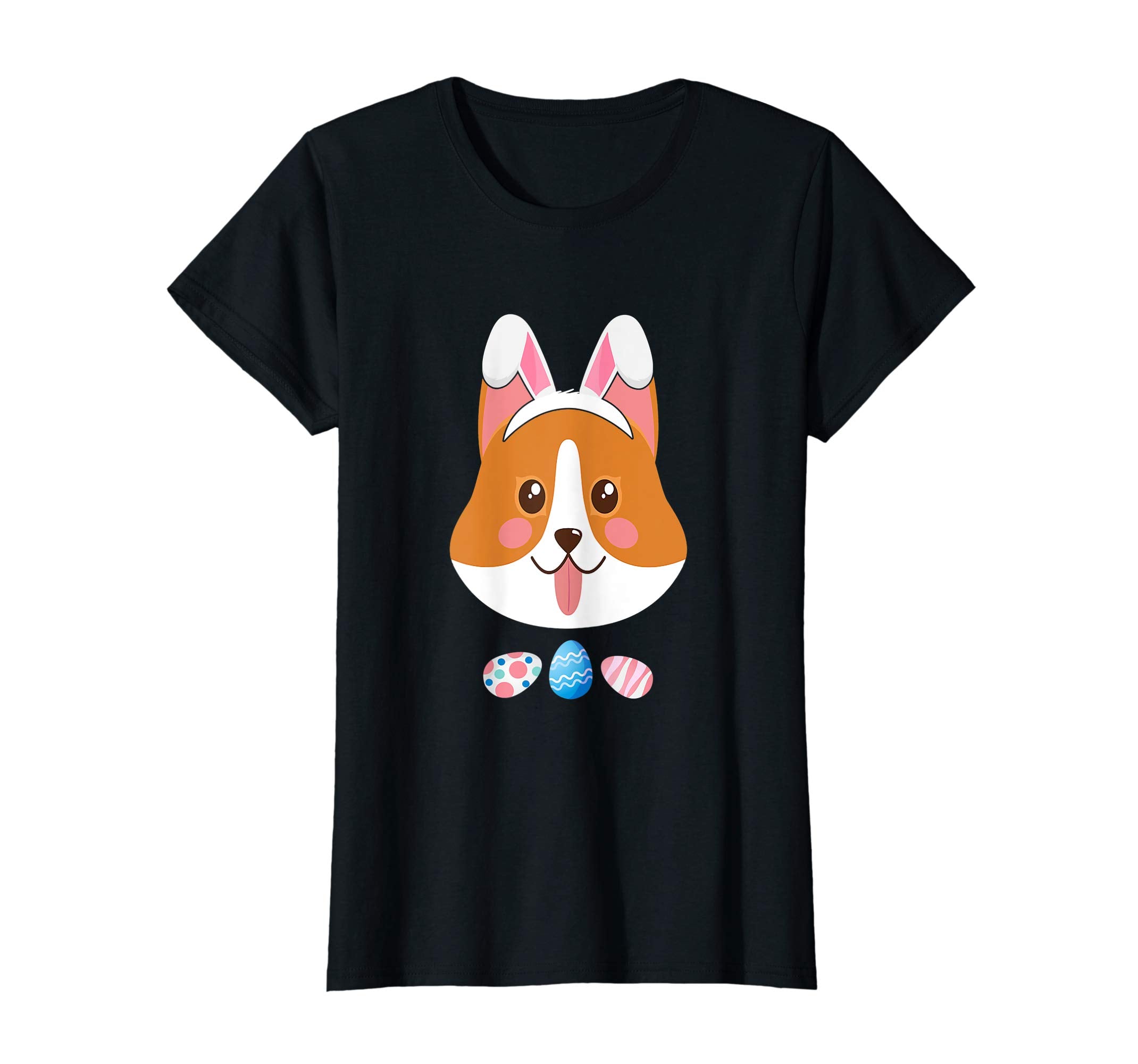 Funny Easter Corgi With Bunny Ears And Eggs T Shirt