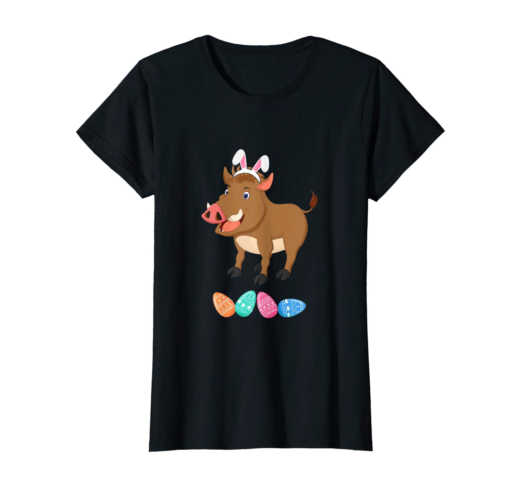 Funny Easter Boar With Bunny Ears And Eggs T Shirt
