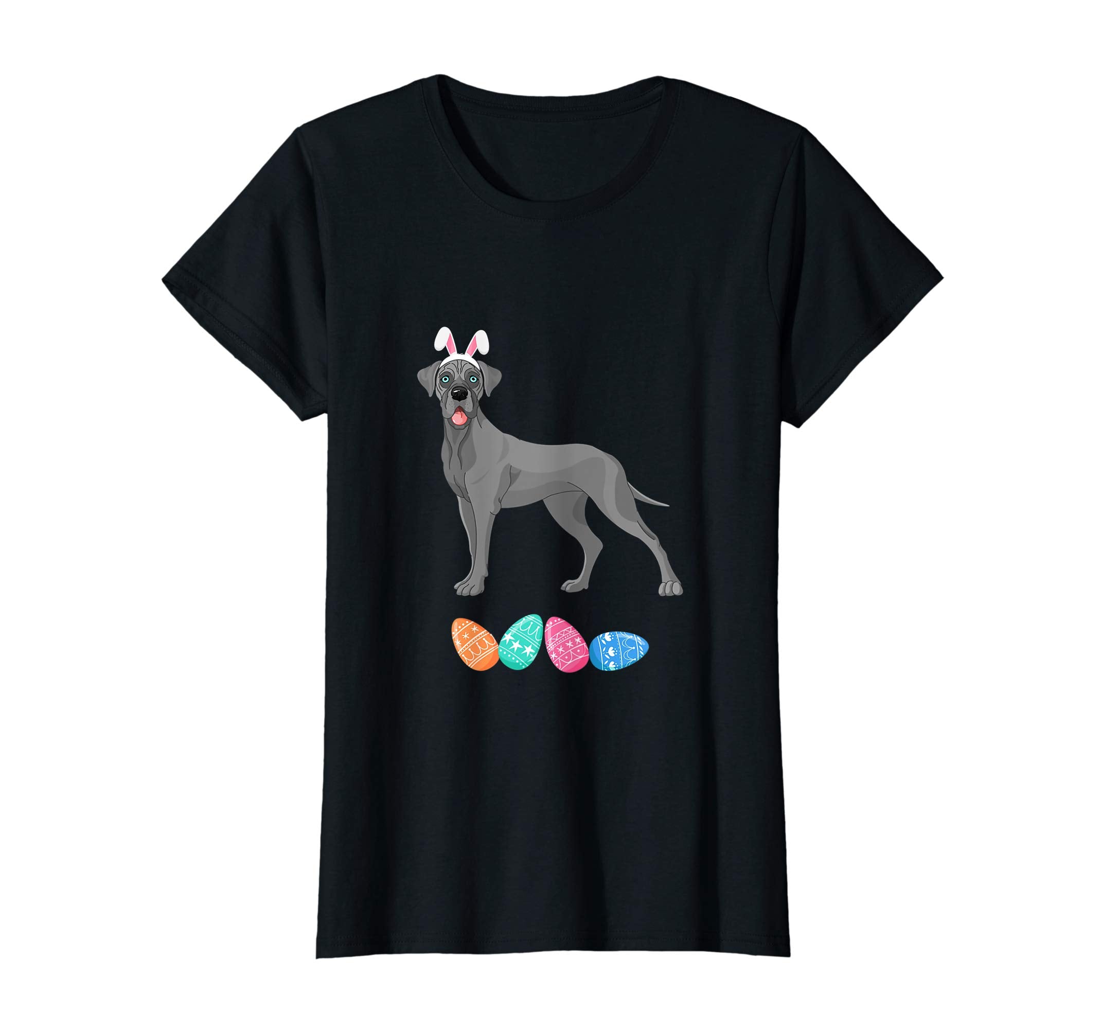 Funny Easter Great Dane With Bunny Ears And Eggs T Shirt
