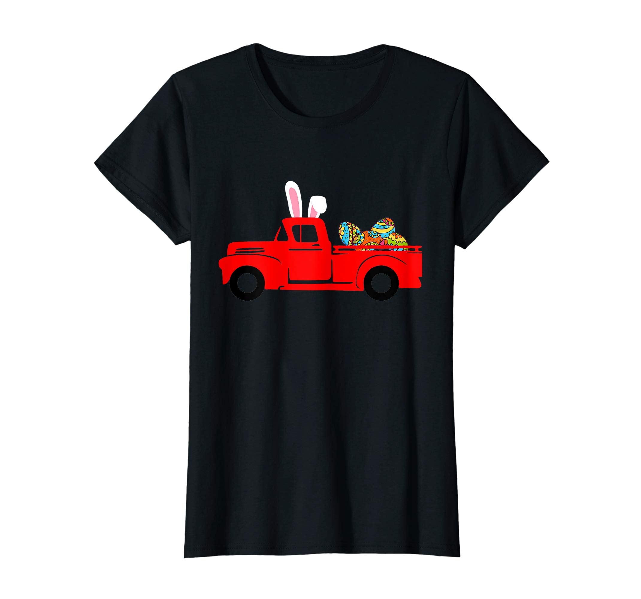 Red Old Truck Egg Hunting Easter Bunny Ear Headband T-Shirt
