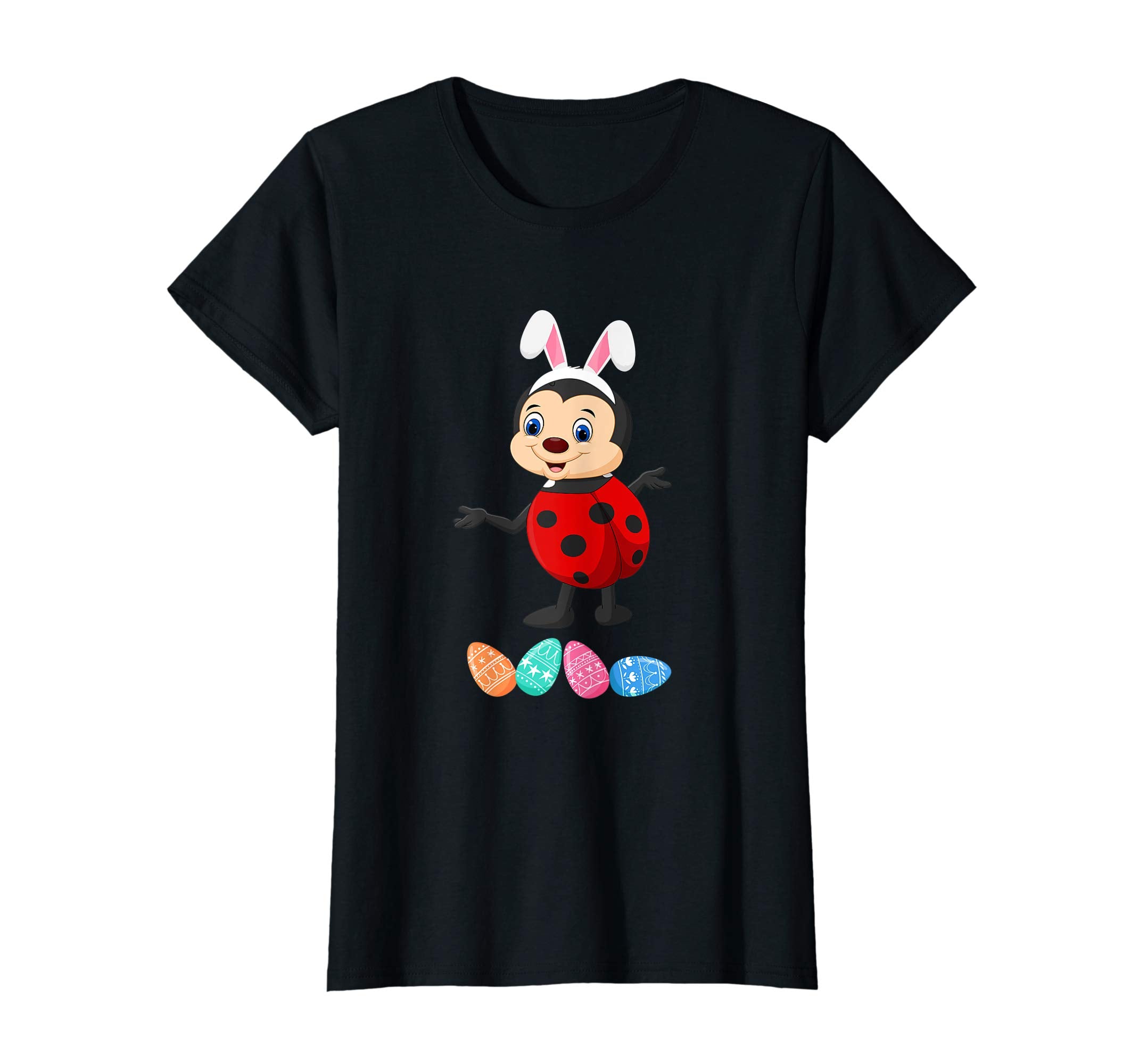 Funny Easter Ladybug With Bunny Ears And Eggs T Shirt