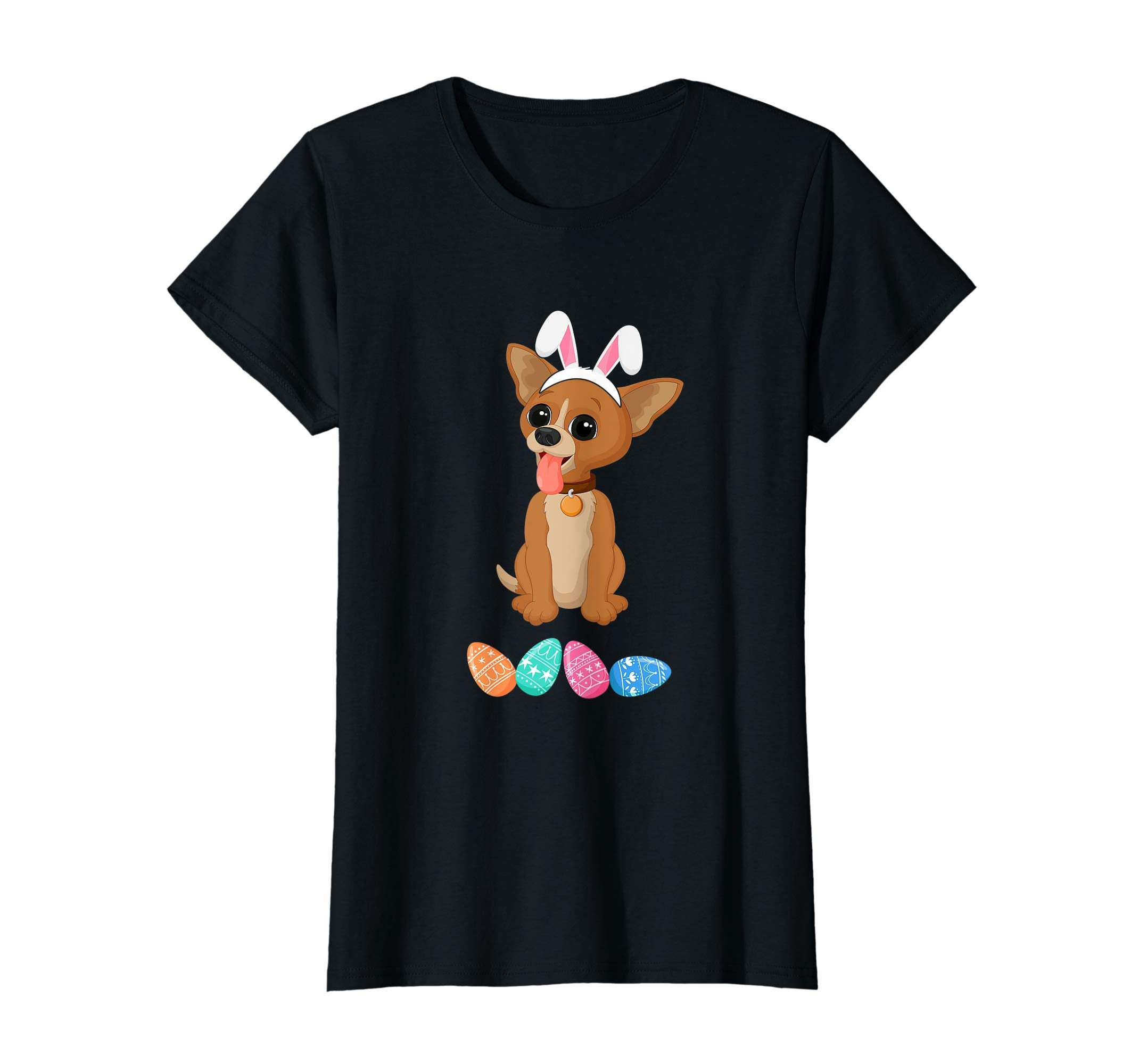 Funny Easter Chihuahua With Bunny Ears And Eggs T Shirt