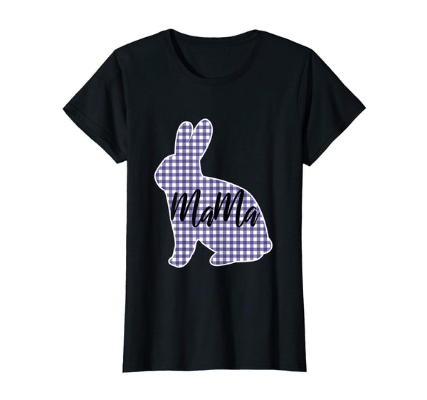 Womens Mama Bunny Blue Check TShirt Funny Easter Present for Mom