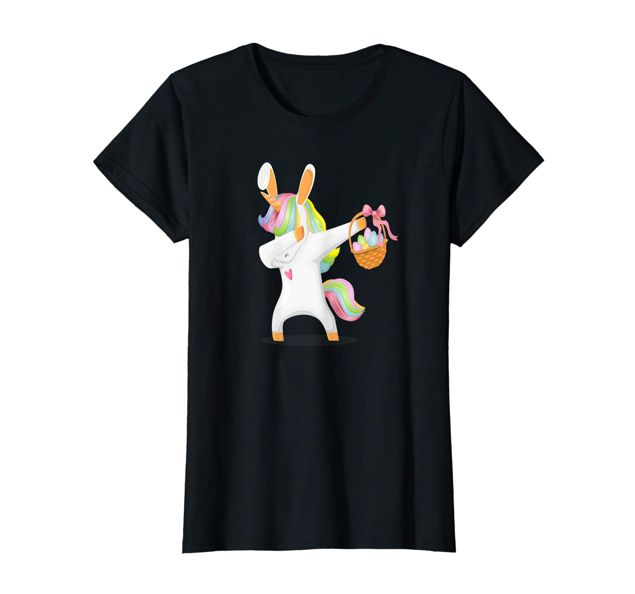 Dabbing Unicorn With Bunny Rabbit Ears &amp; Easter Basket Shirt