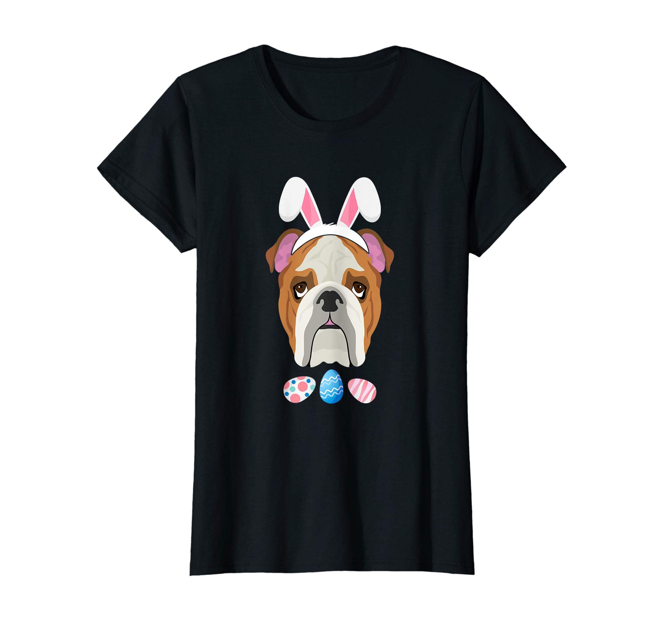 Funny Easter Bulldog With Bunny Ears And Eggs T Shirt