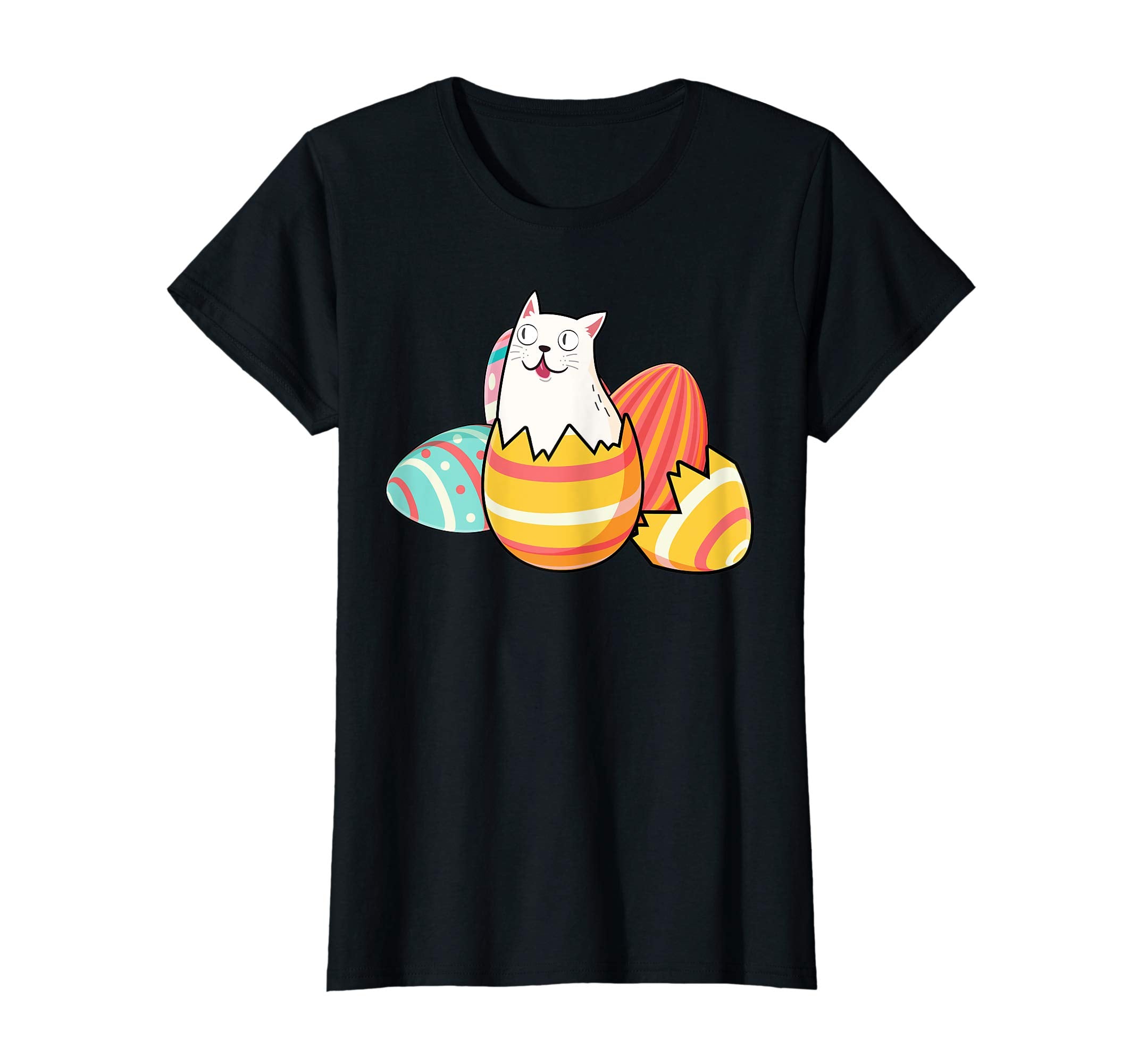 Funny Cat Happy Easter Cute Eggs Boys Kids Girls Tshirt Gift