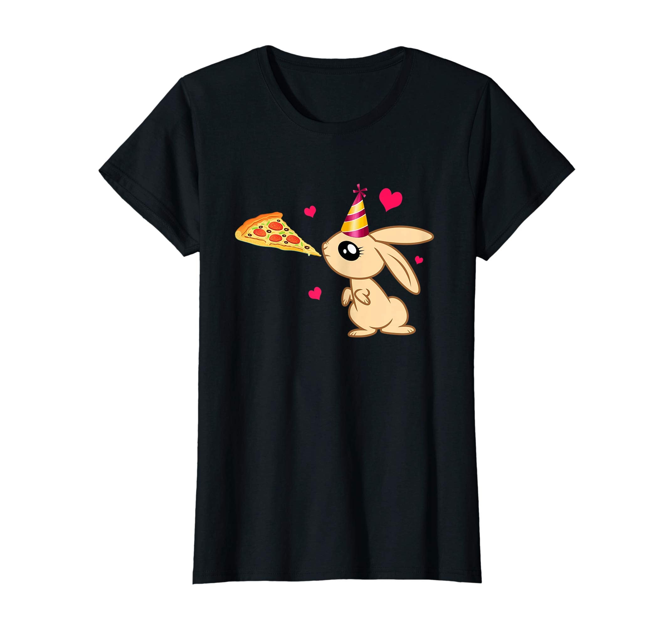 Cute Rabbit Love Pizza Hearts T-shirt-Easter Bunny T-shirt